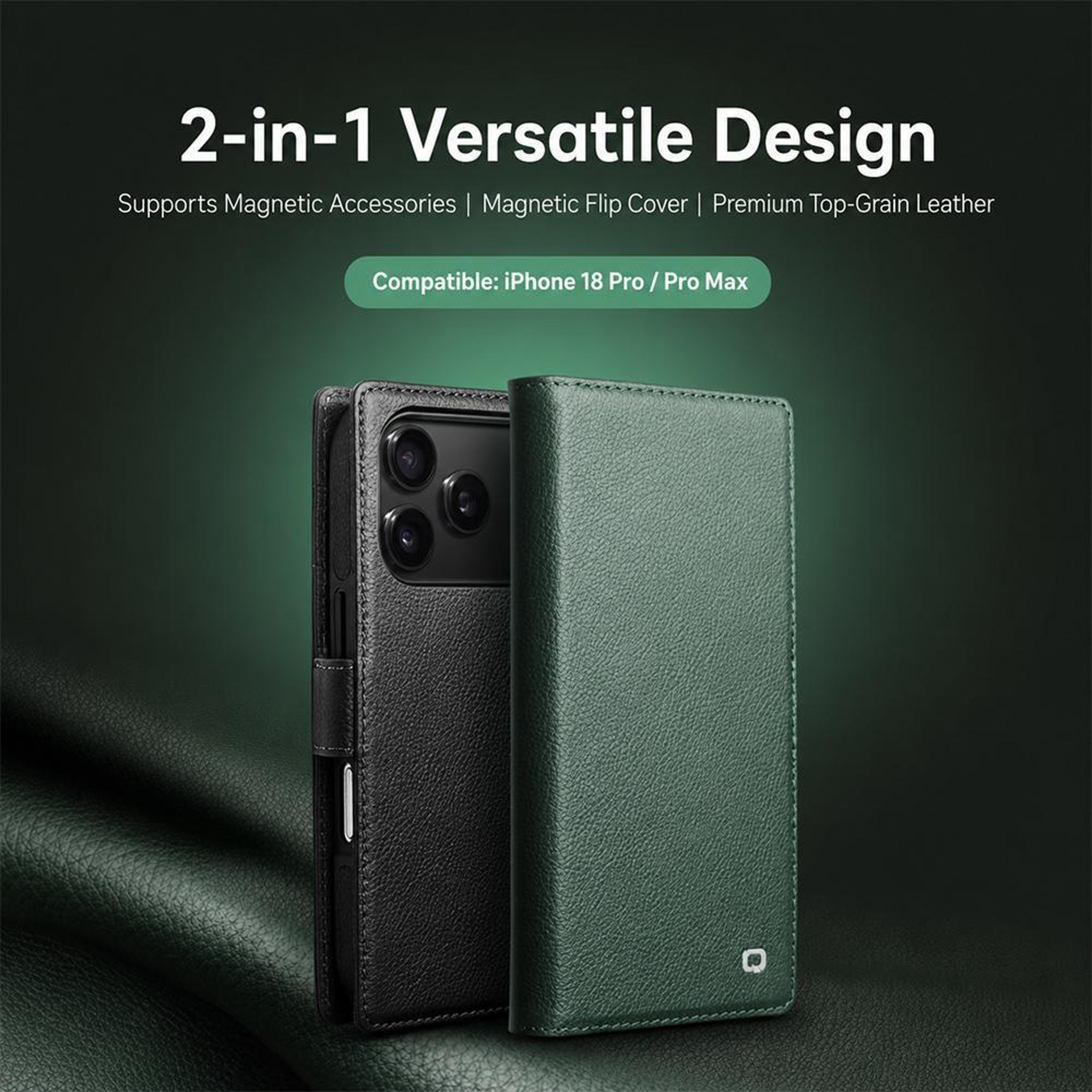 Detachable Magnetic Leather Folio Case Compatible With IPhone 18 Pro Max 1