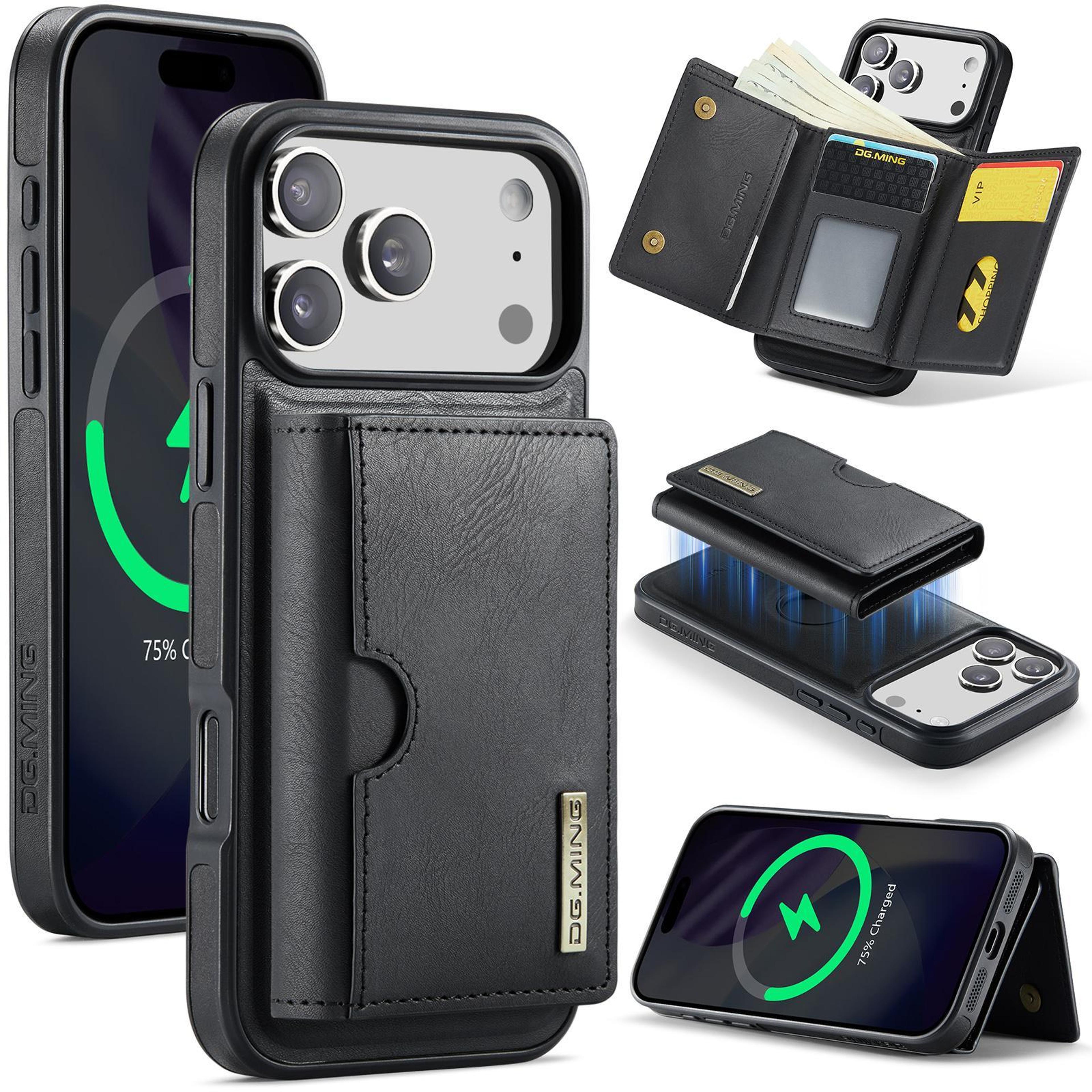 IPhone 18 Pro Max RFID Wallet Case With Detachable TriFold Cover And Kickstand 0
