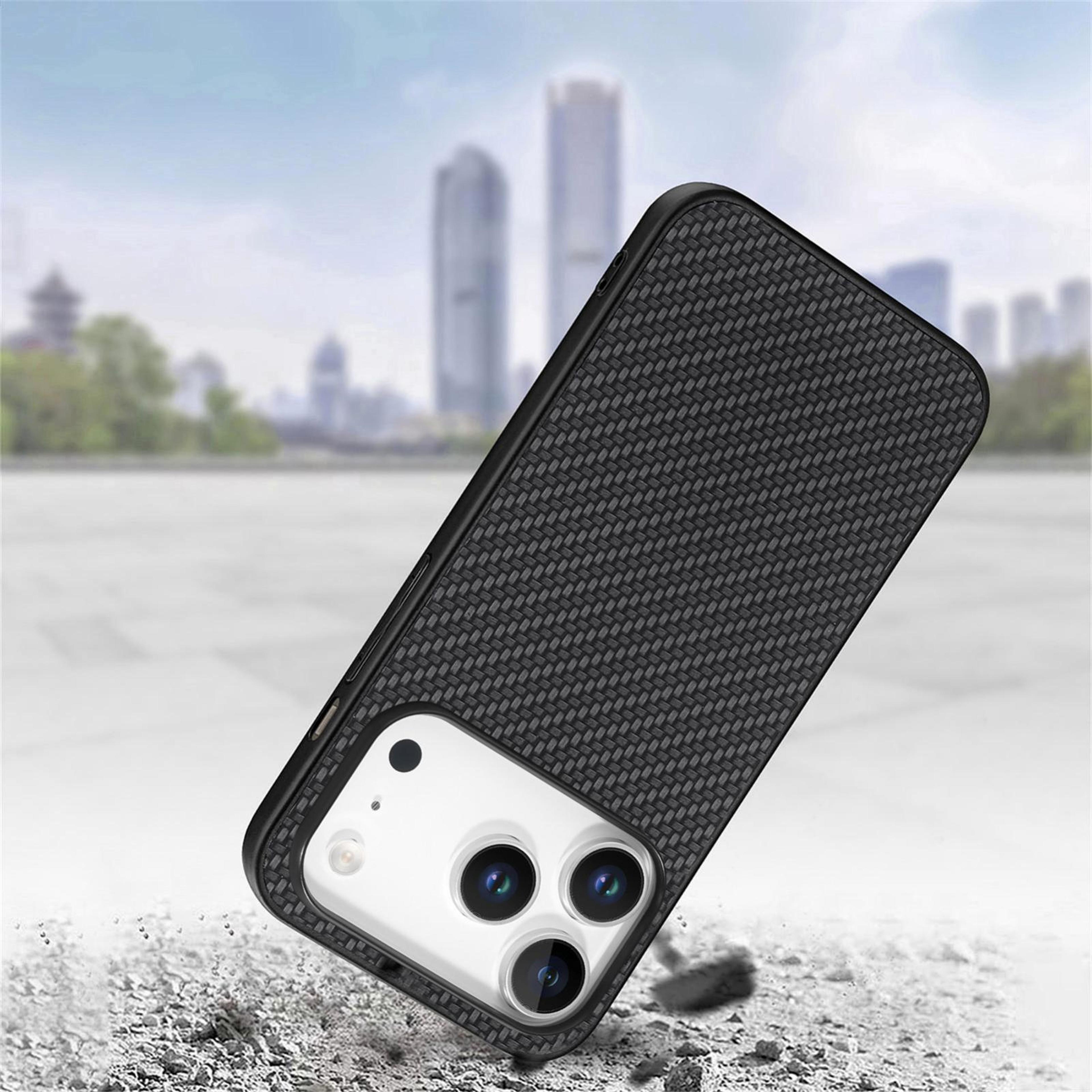 IPhone 18 Pro Max Carbon Fiber Texture PU Leather Phone Case 4