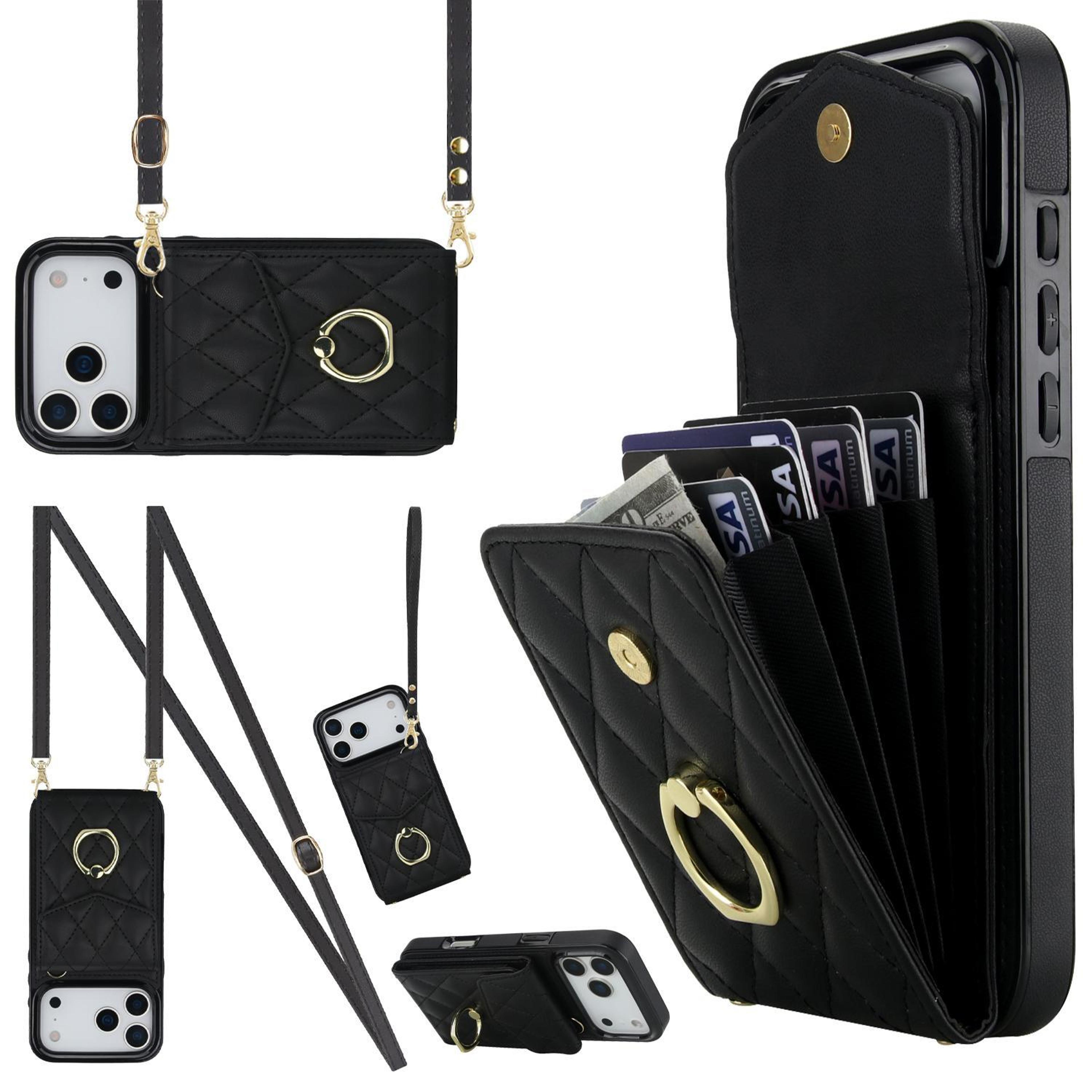 iphone 18 pro max wallet case with rfid protection and long crossbody lanyard