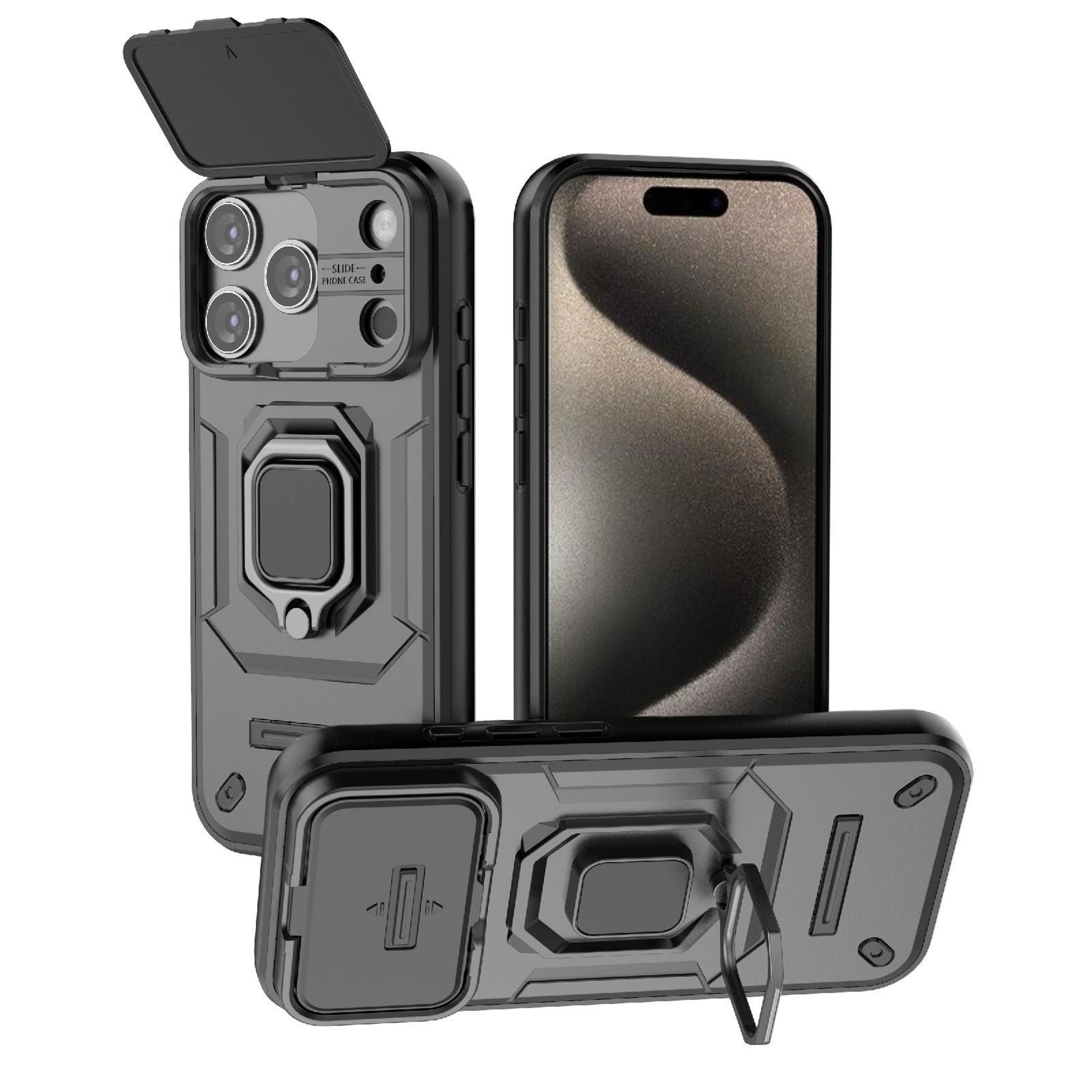 iphone 18 pro shockproof case with sliding camera cover and holder