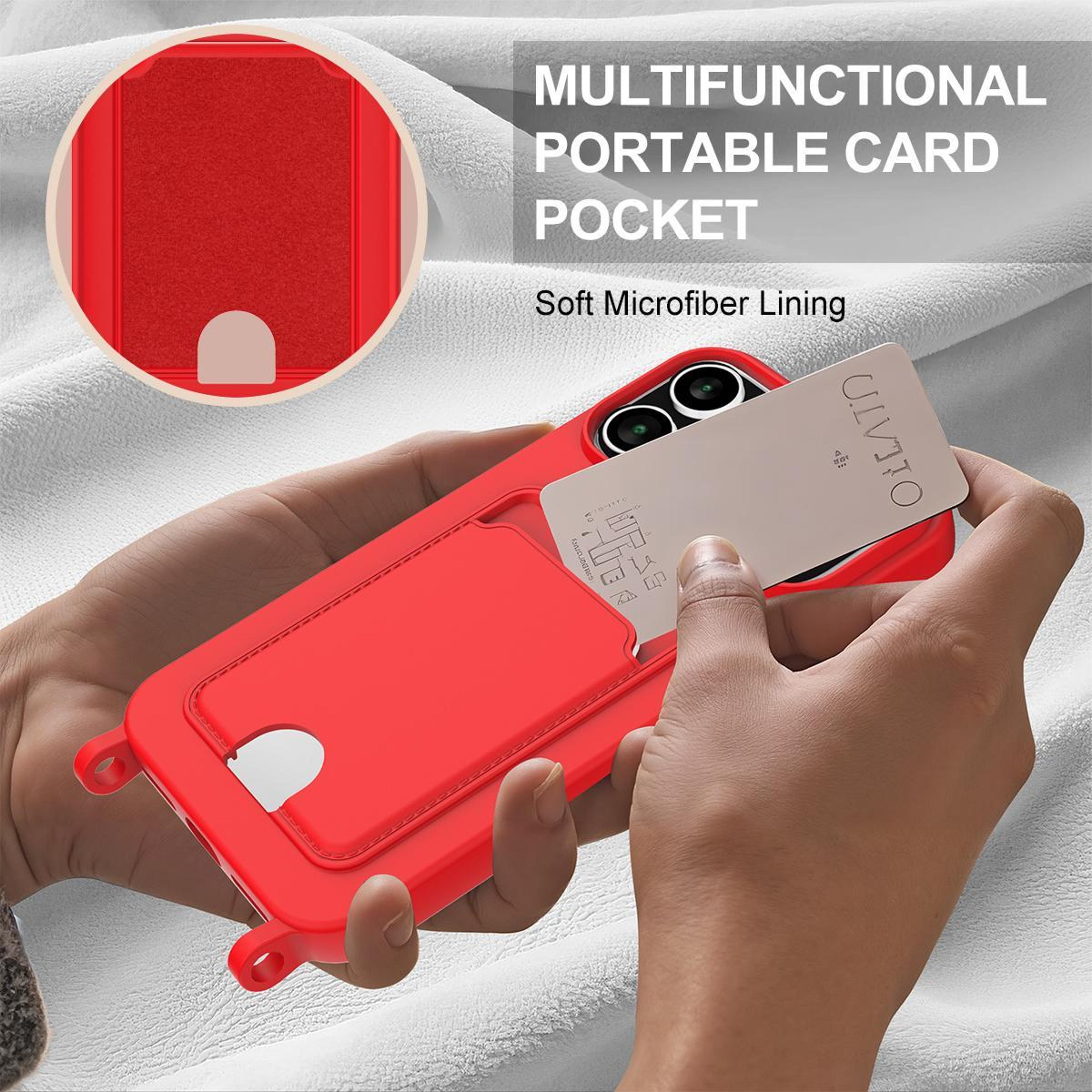 IPhone 18 Pro Max Silicone Case With Card Holder And Short Lanyard 5