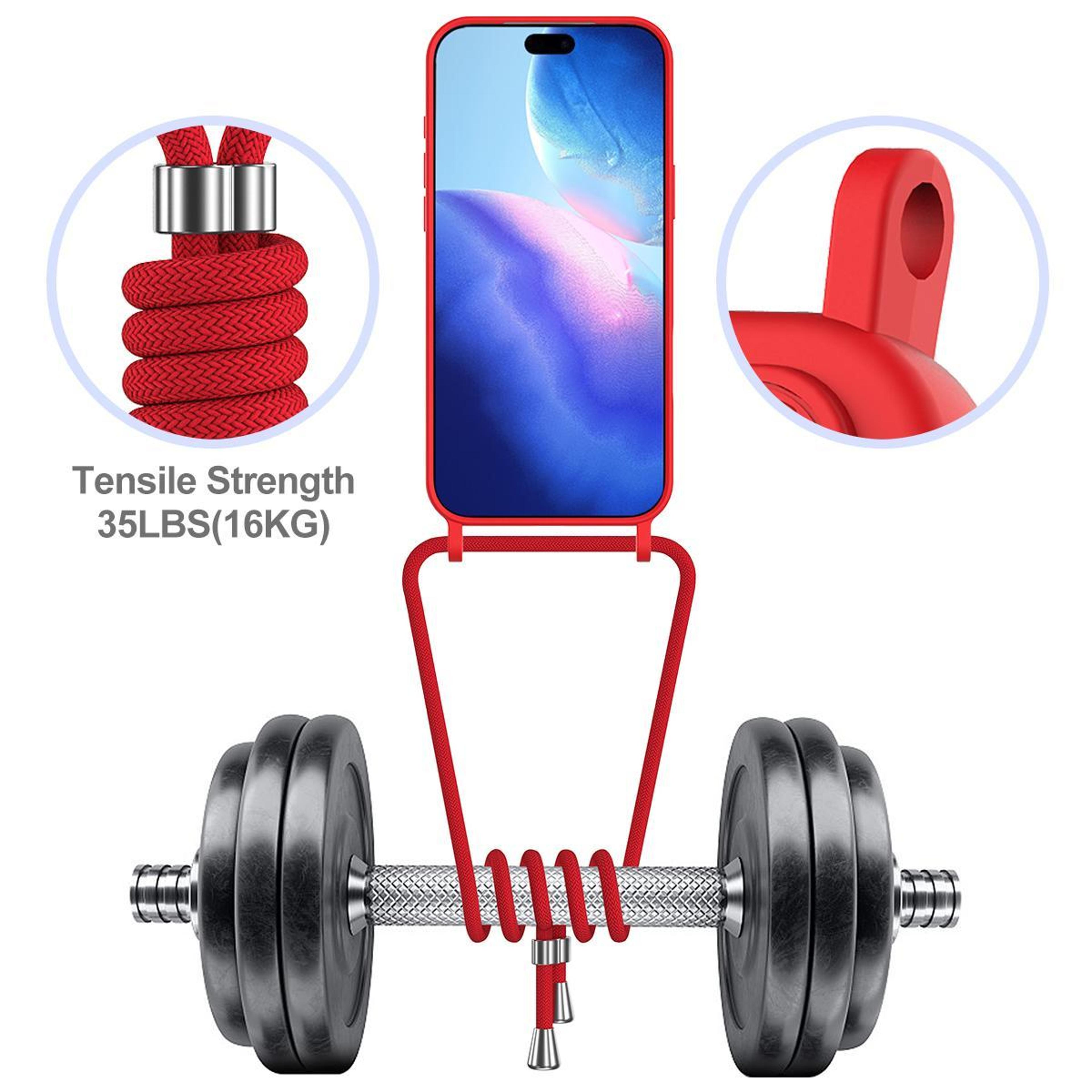 IPhone 18 Pro Silicone Case With Card Holder And Adjustable Lanyard 4