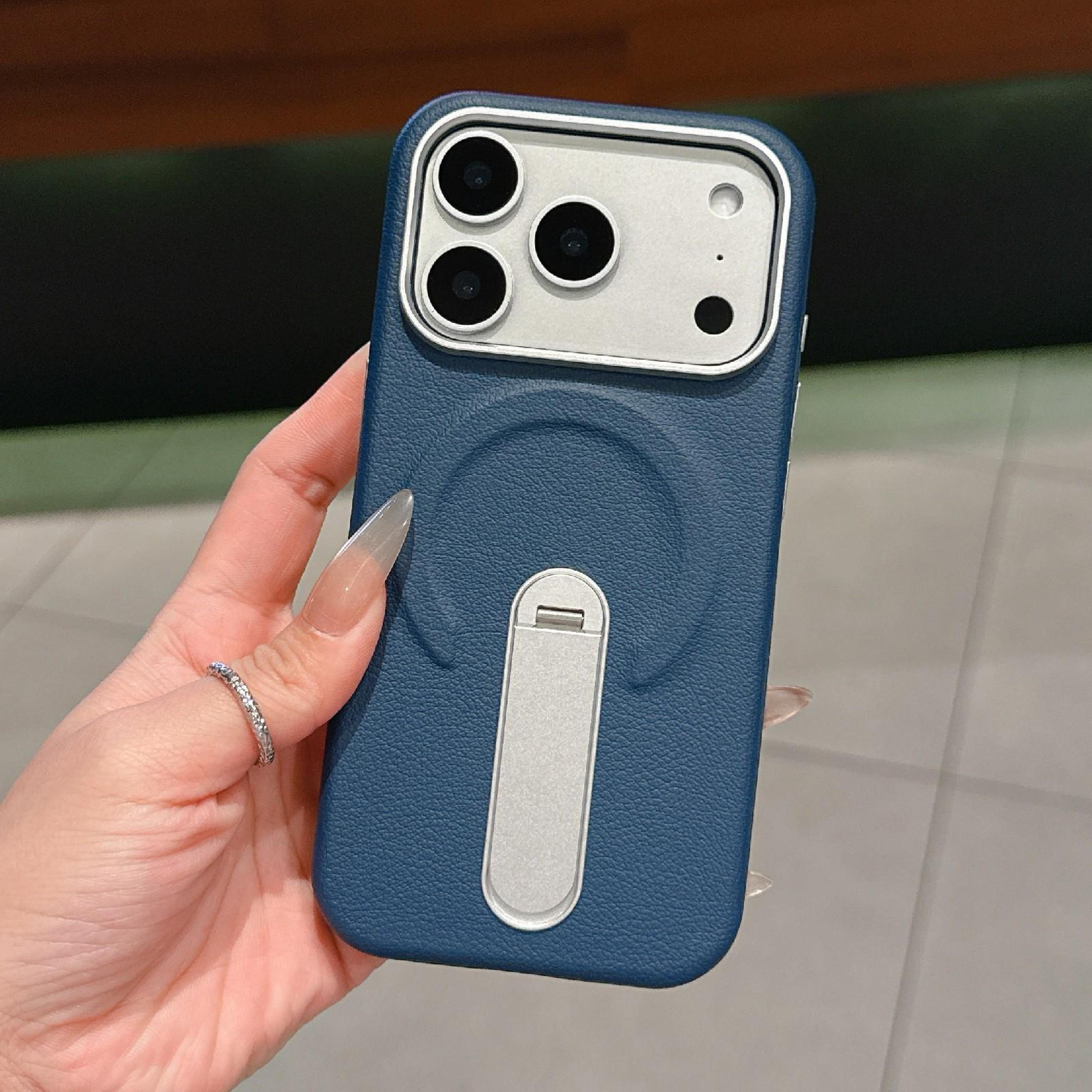 iphone 18 pro magnetic phone case with invisible holder and vegan leather