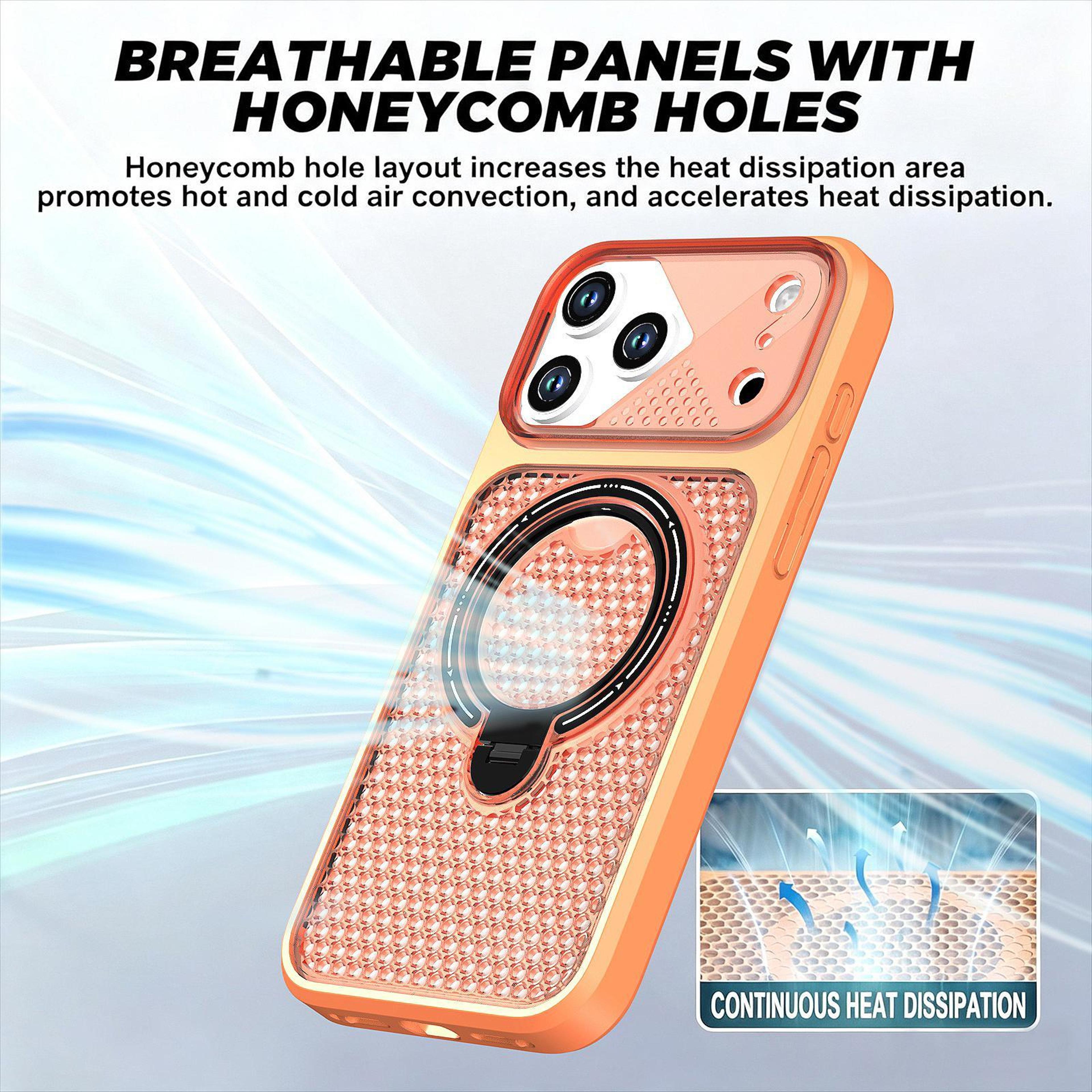 IPhone 18 Pro Magnetic Cooling Case With 360 Rotating Ring Stand 4
