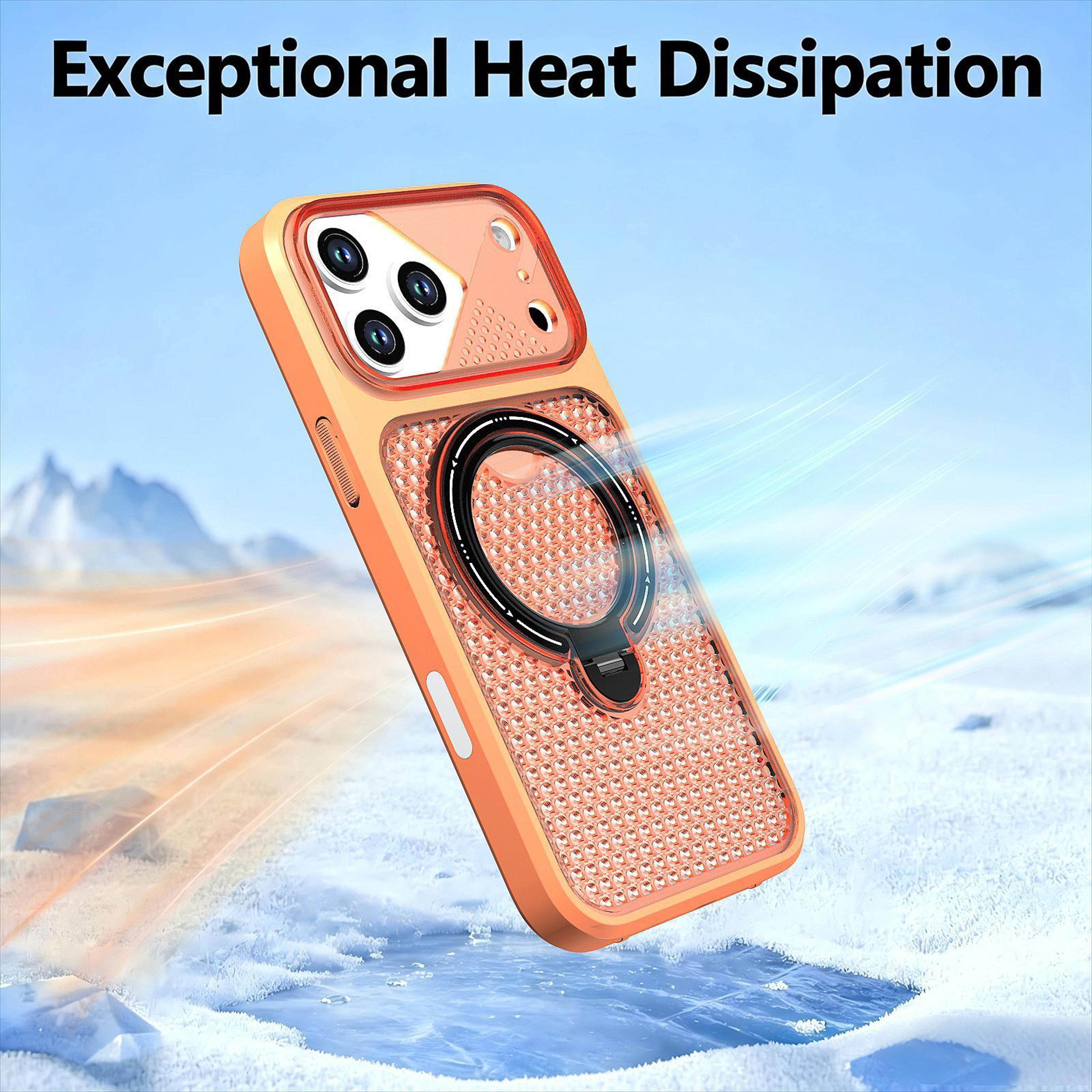IPhone 18 Pro Magnetic Cooling Case With 360 Rotating Ring Stand 6