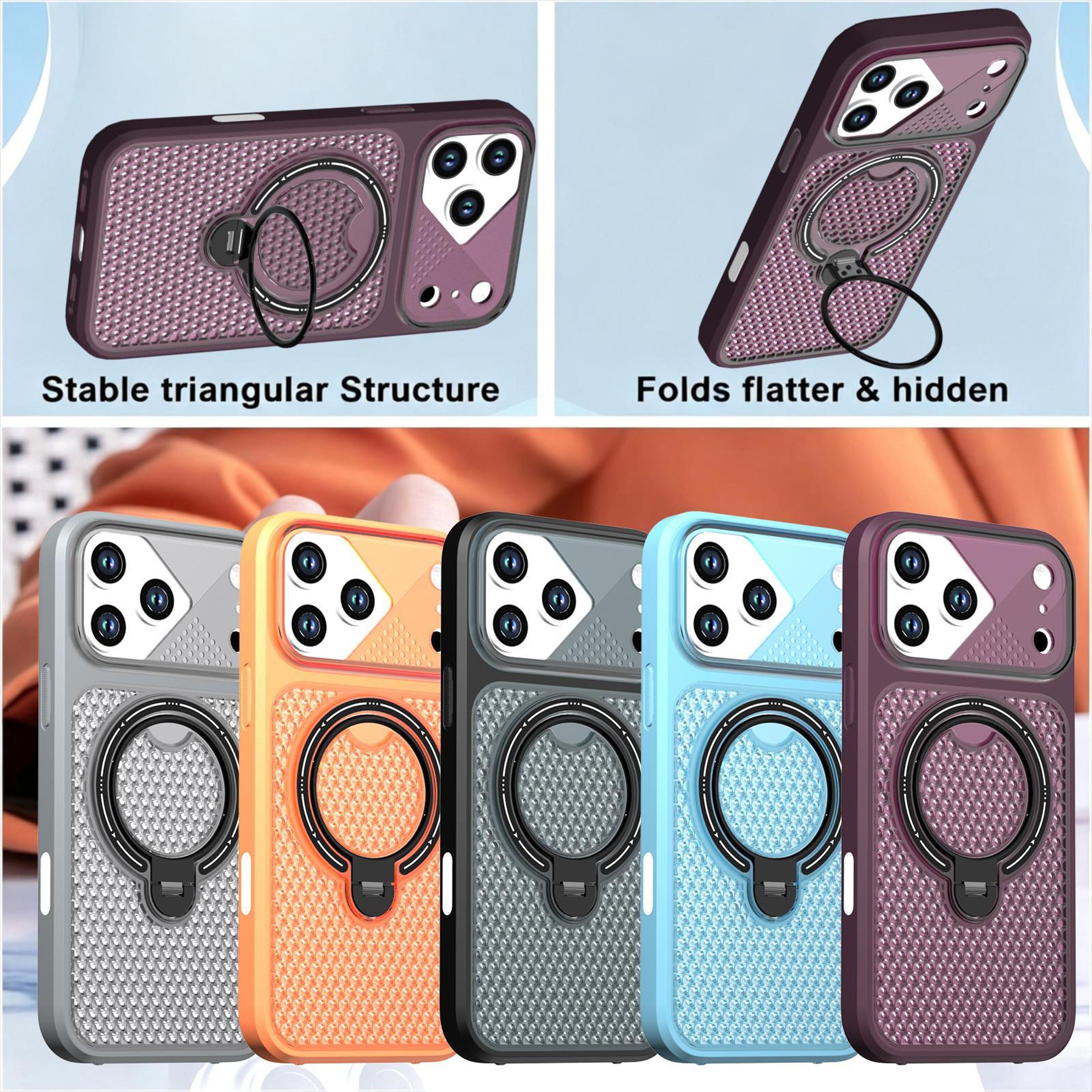 IPhone 18 Pro Magnetic Cooling Case With 360 Rotating Ring Stand 8