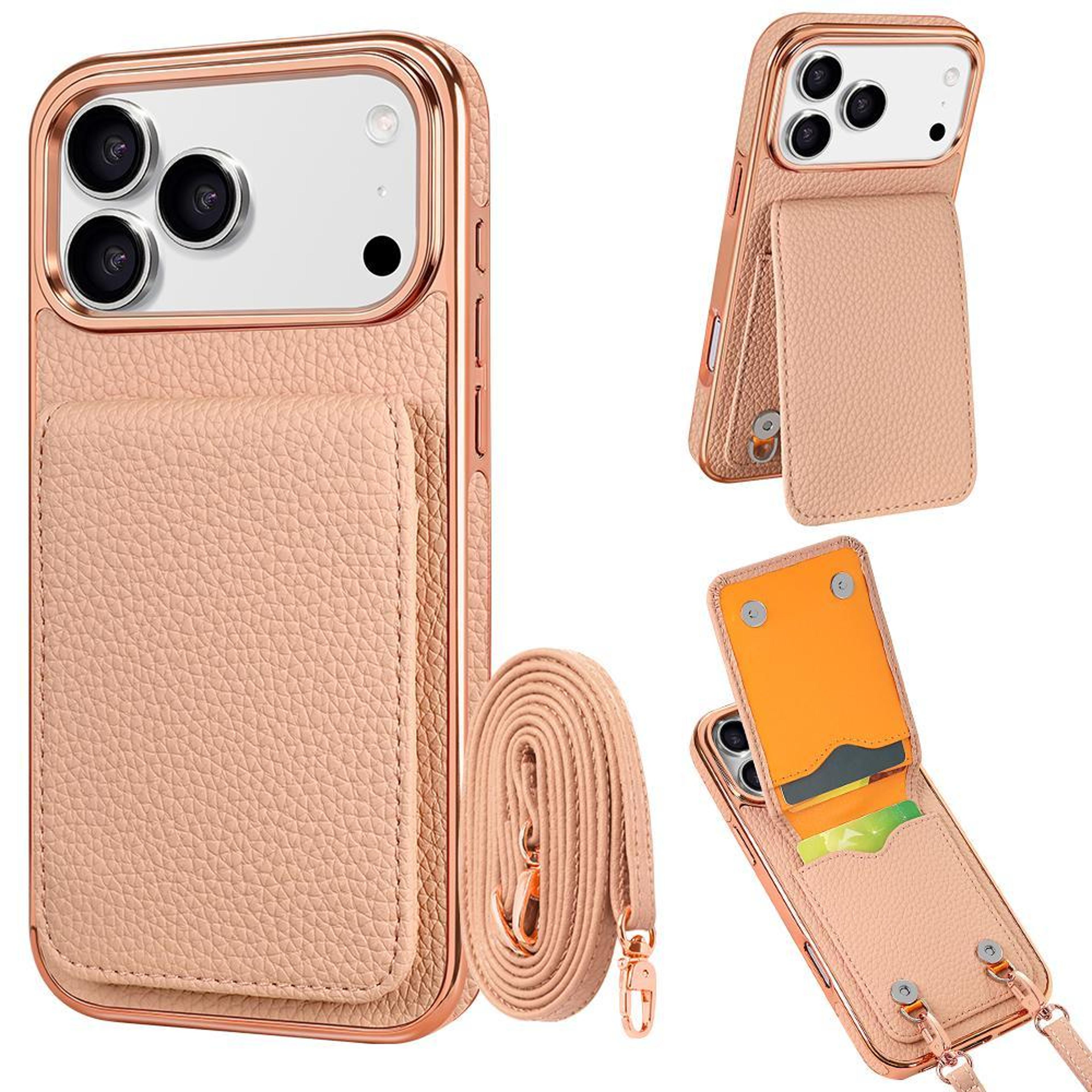 iphone 18 pro wallet case with detachable card holder and lanyard