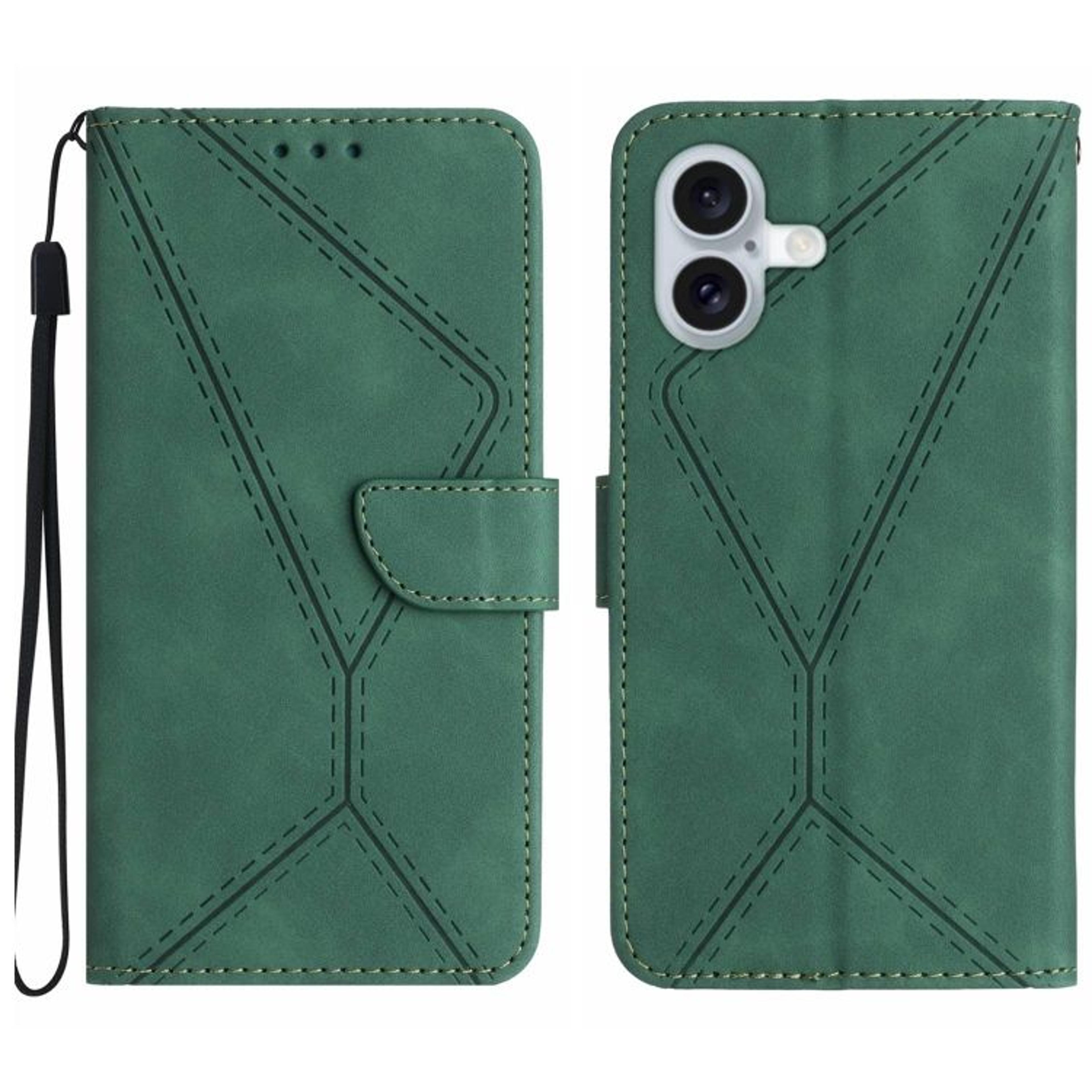 IPhone 16 Plus Leather Wallet Case With Card Holder Kickstand And Wrist Strap 9