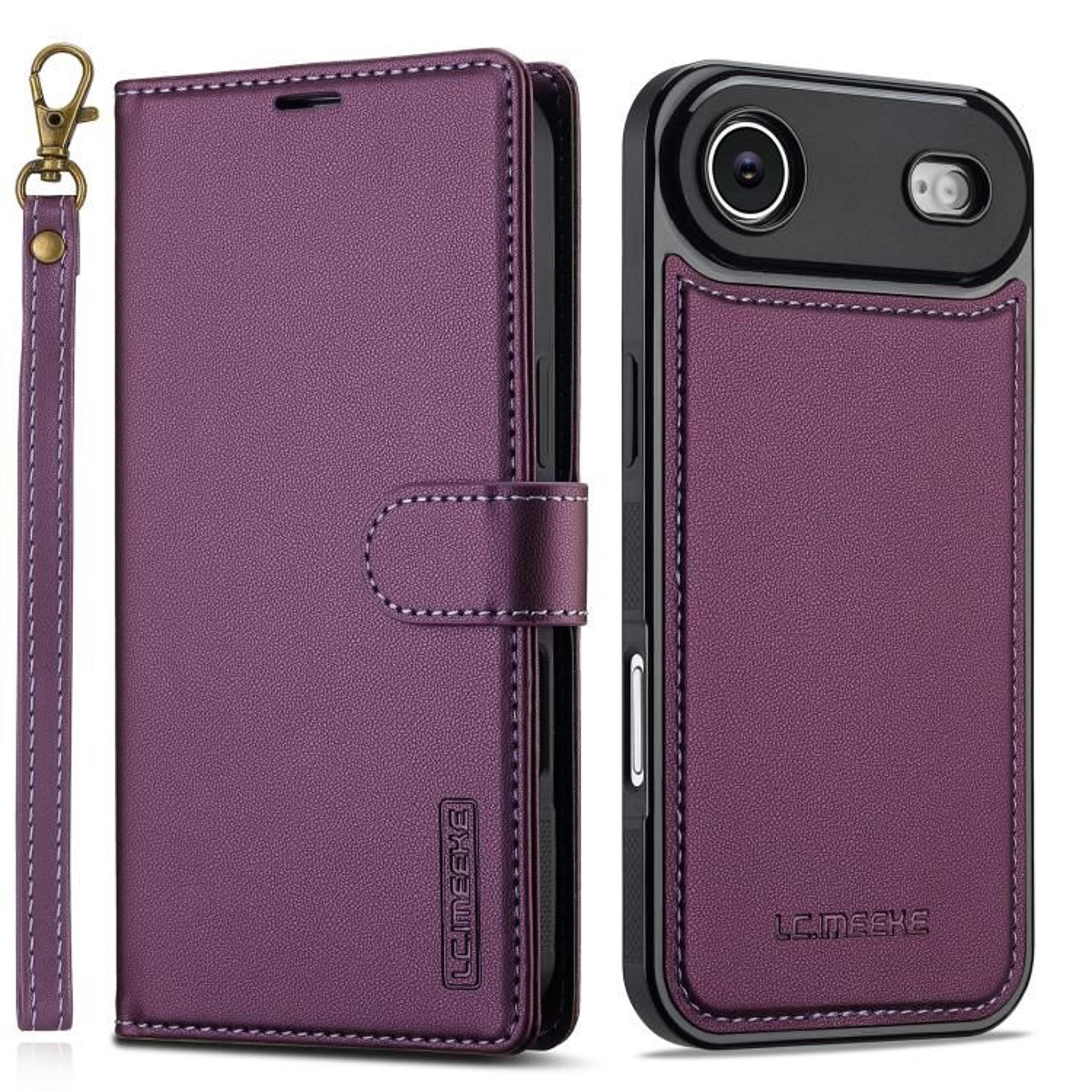 IPhone Air MagSafe Case With Detachable Leather Wallet And Hand Strap 12