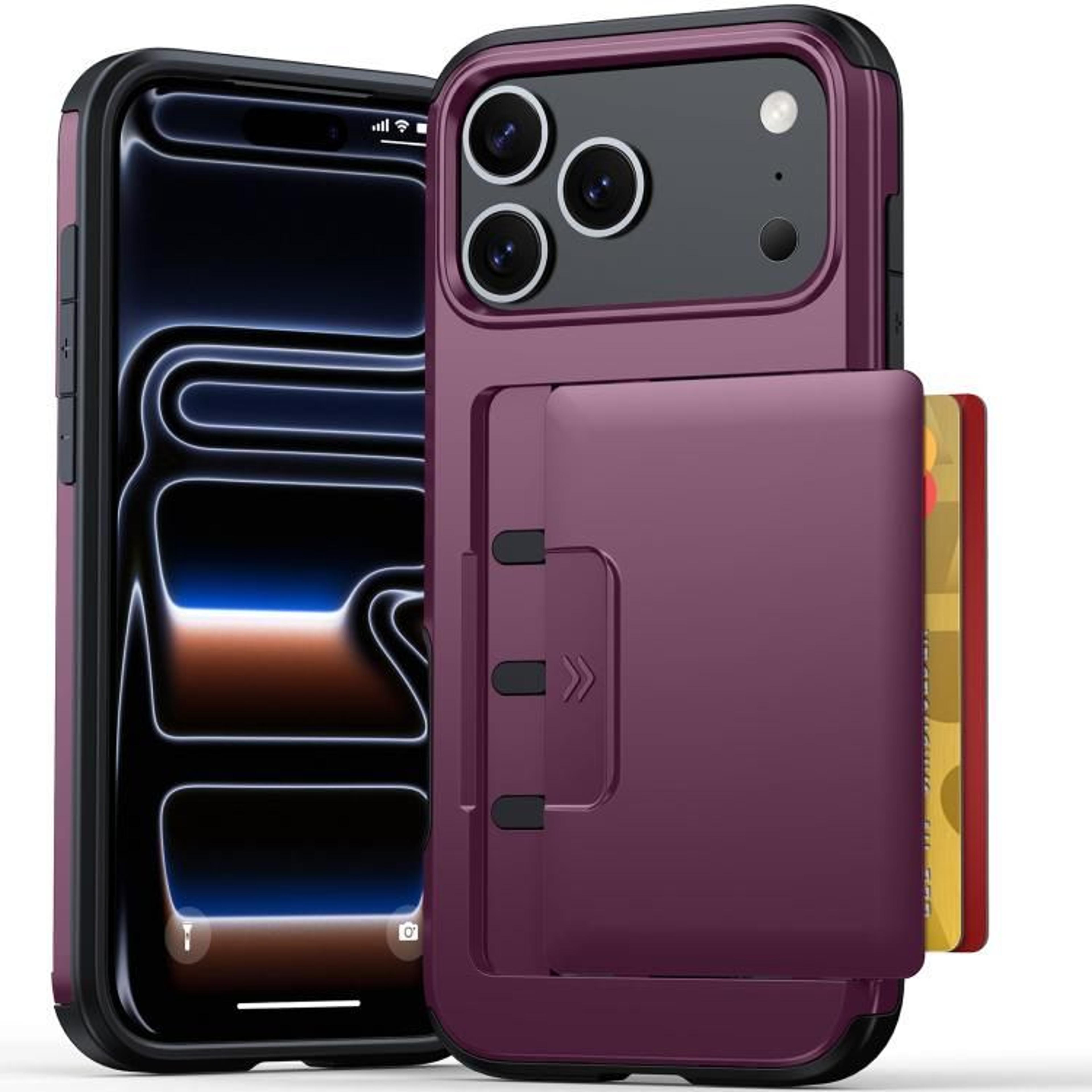 IPhone 18 Pro Max Wallet Case With Sliding Card Holder And Hybrid PC TPU Protection 13