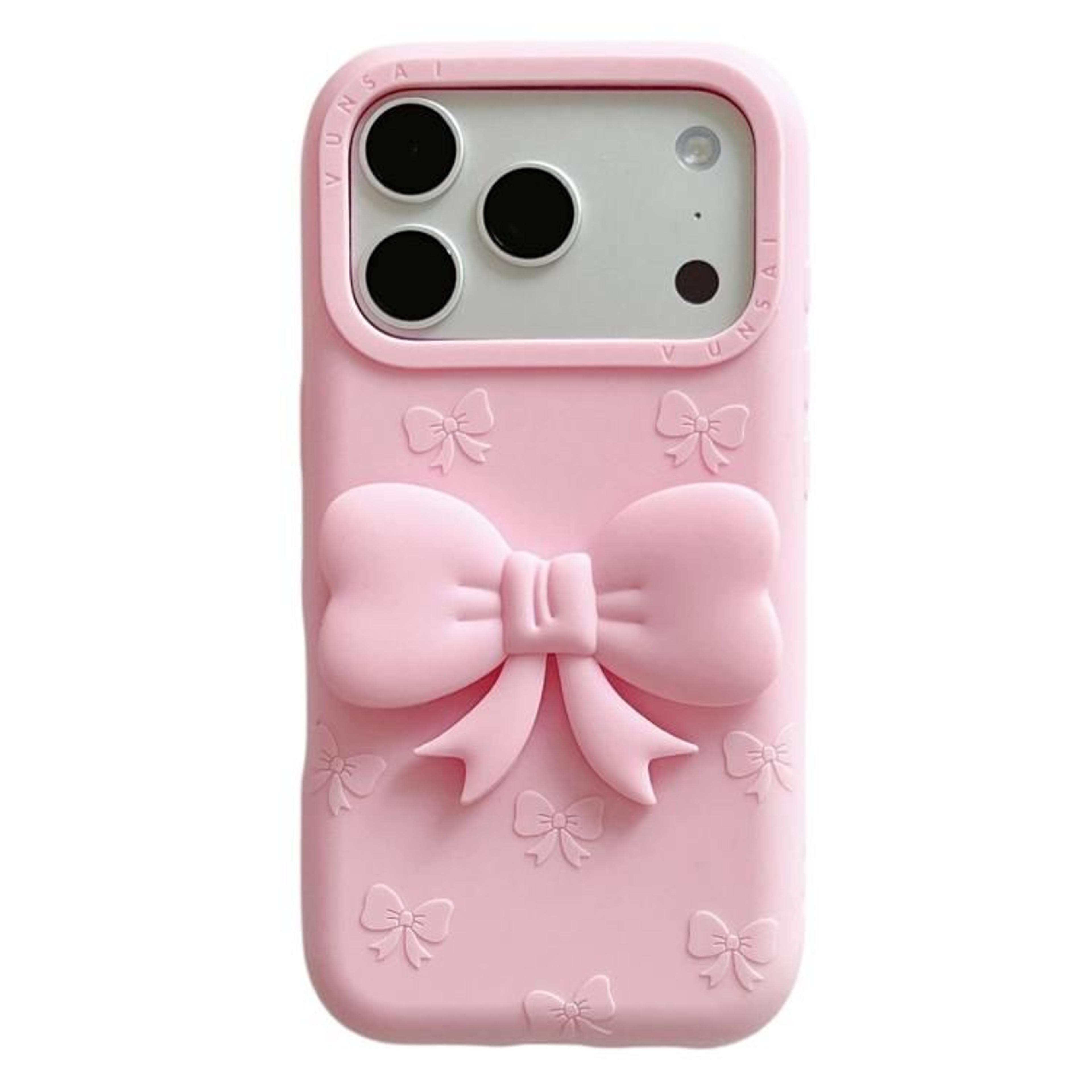 IPhone 18 Pro Max Cute 3D Bow Silicone Case With Stand 8