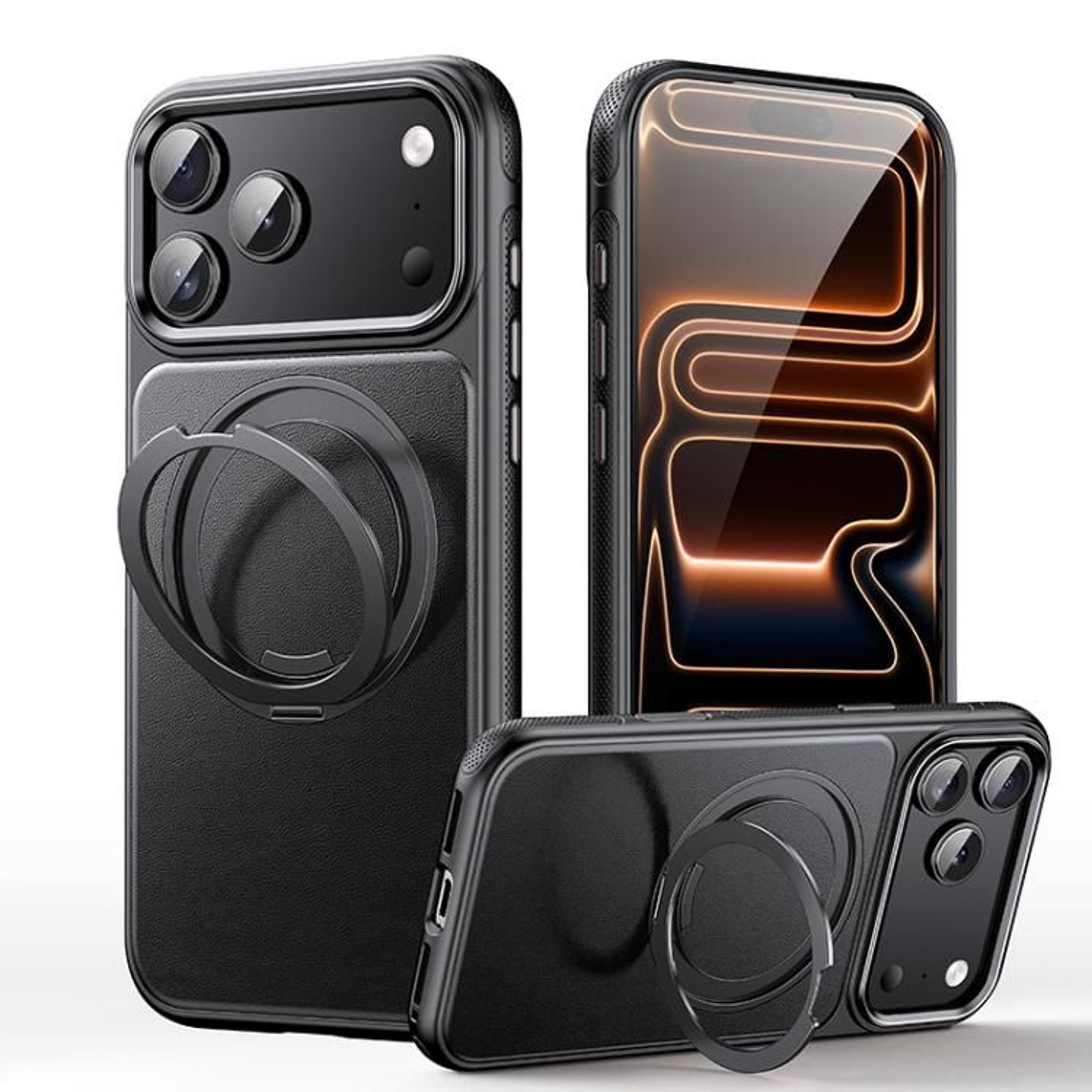 IPhone 18 Pro Leather Magnetic Case With 360Degree Rotating Holder 6