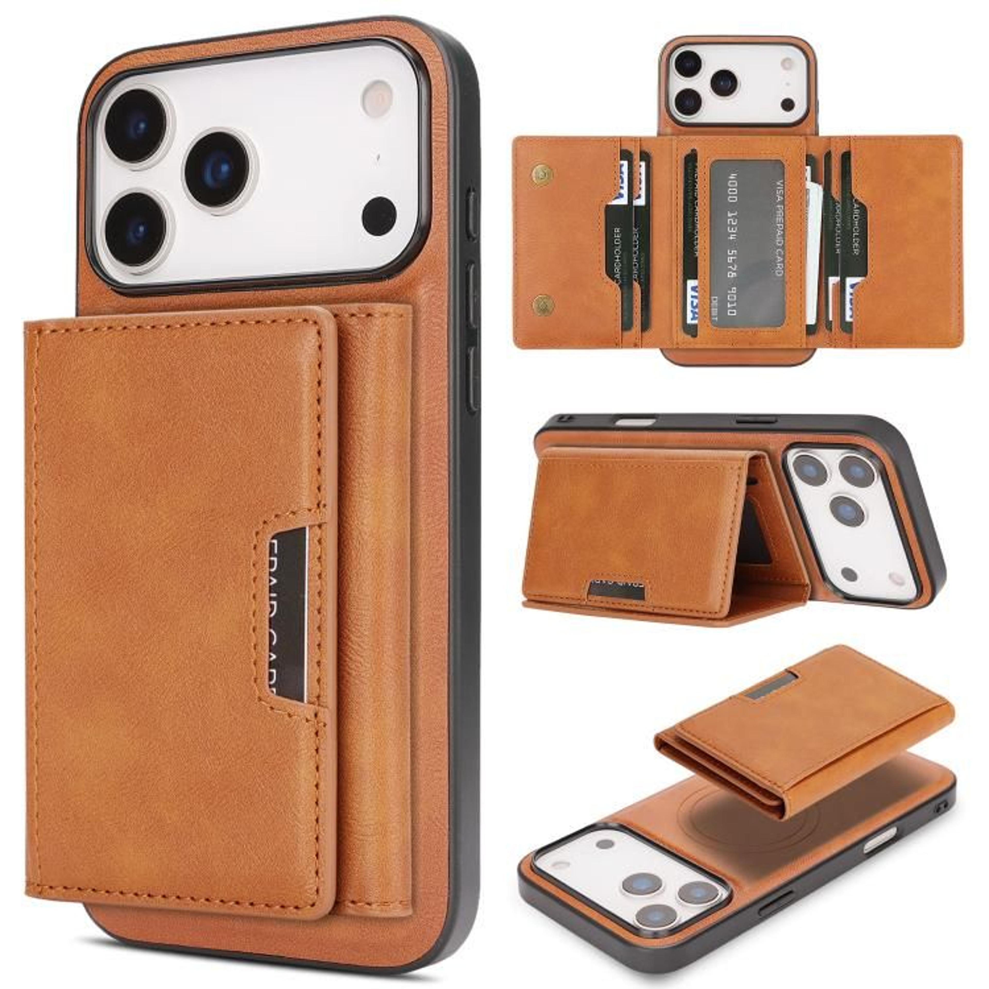 IPhone 18 Pro MagSafe Wallet Case With N52 Magnetic TriFold Stand And Card Holder 10