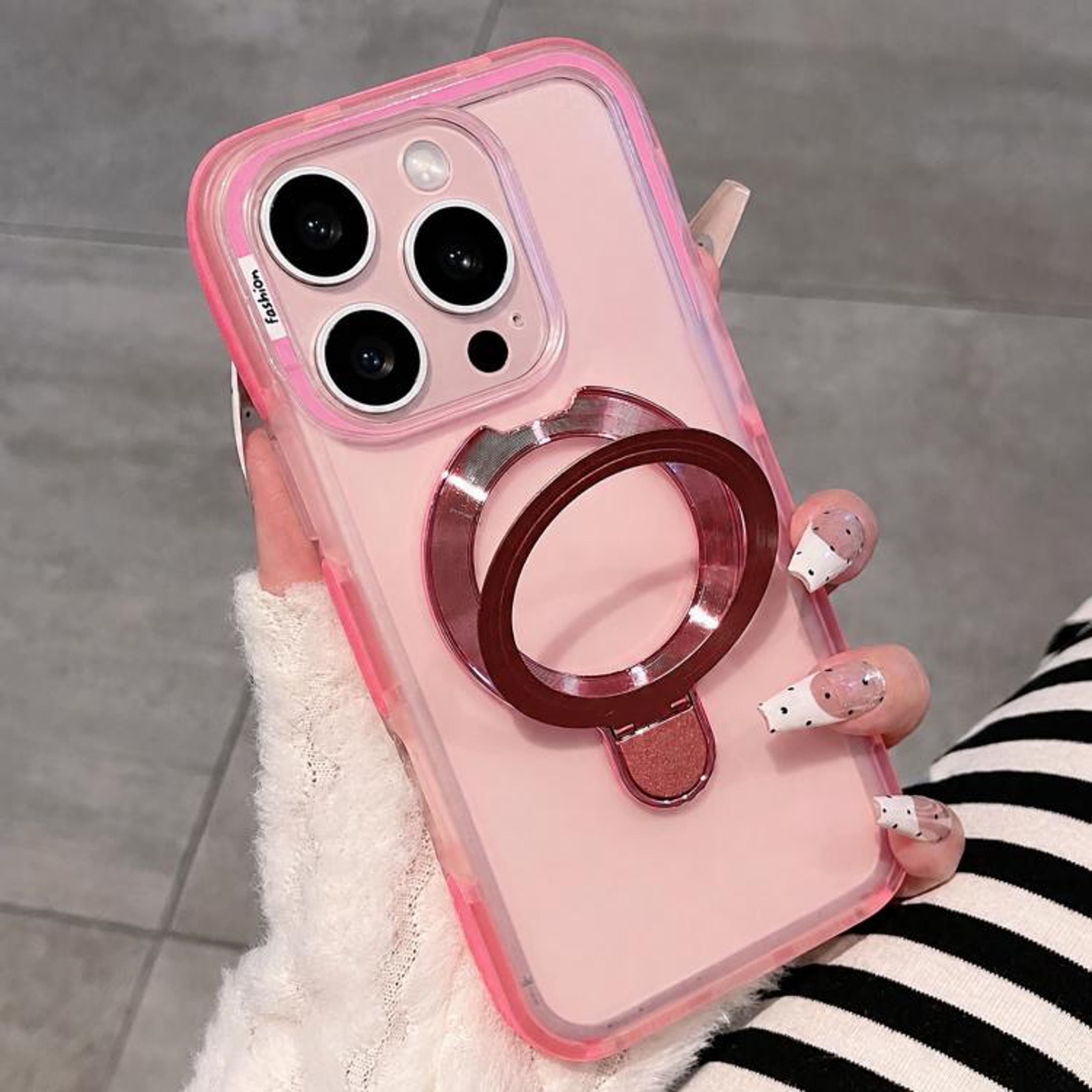 DualColor Translucent Matte IPhone 18 Pro Case With Folding Metal Stand 6