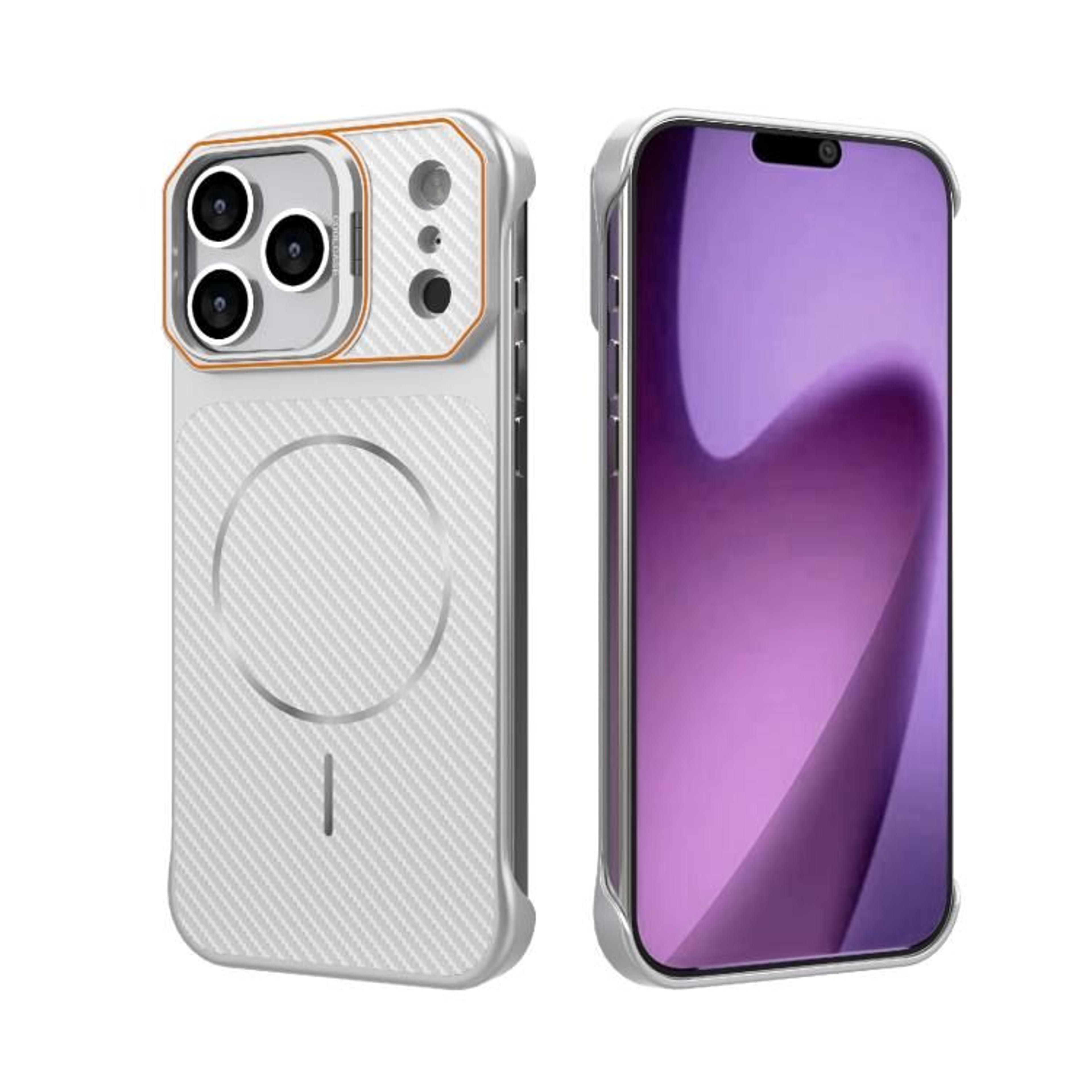 IPhone 18 Pro Frameless Magnetic Carbon Fiber Texture Case With Kickstand 11