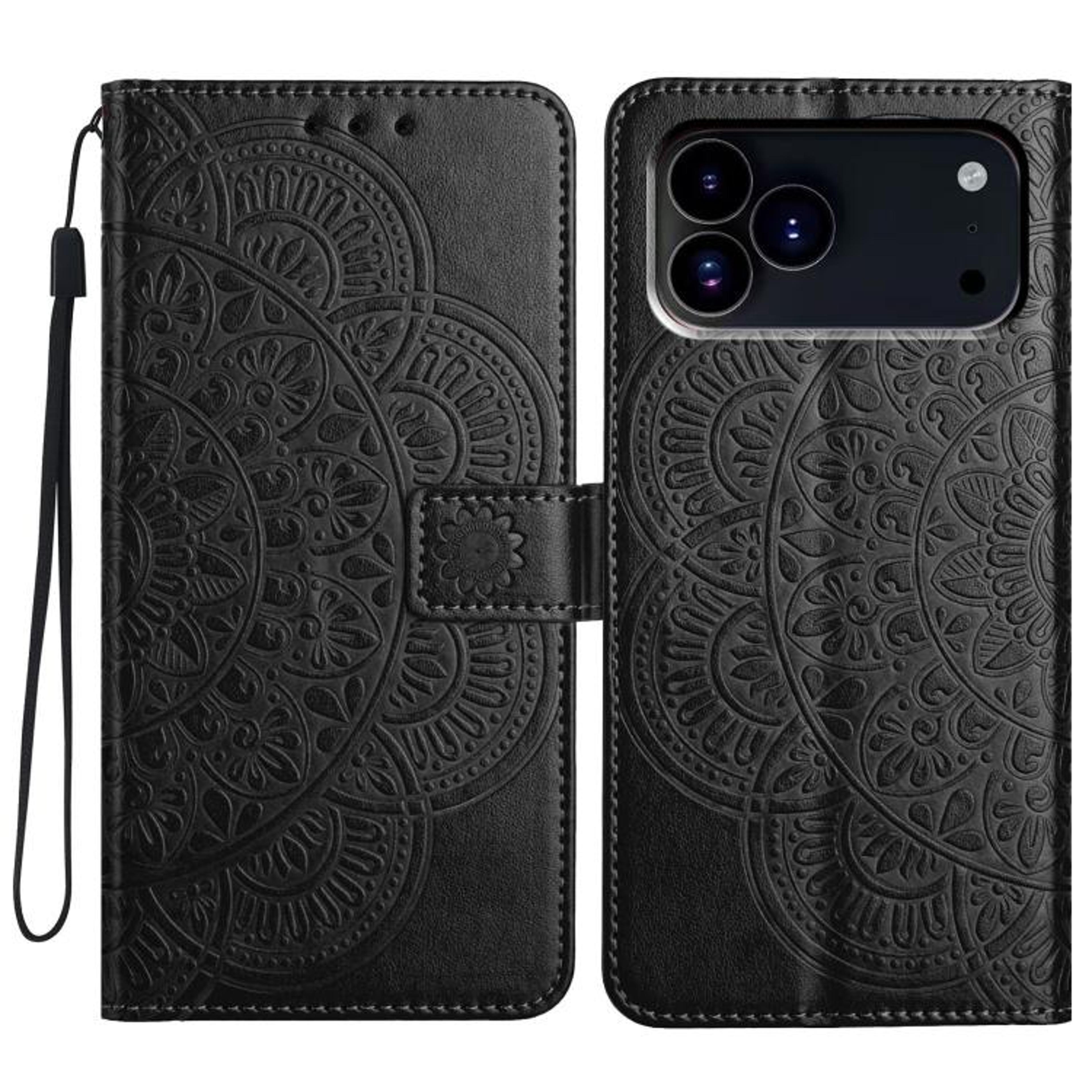IPhone 18 Pro Flower Embossed PU And TPU Wallet Case With Card Slot And Stand 11