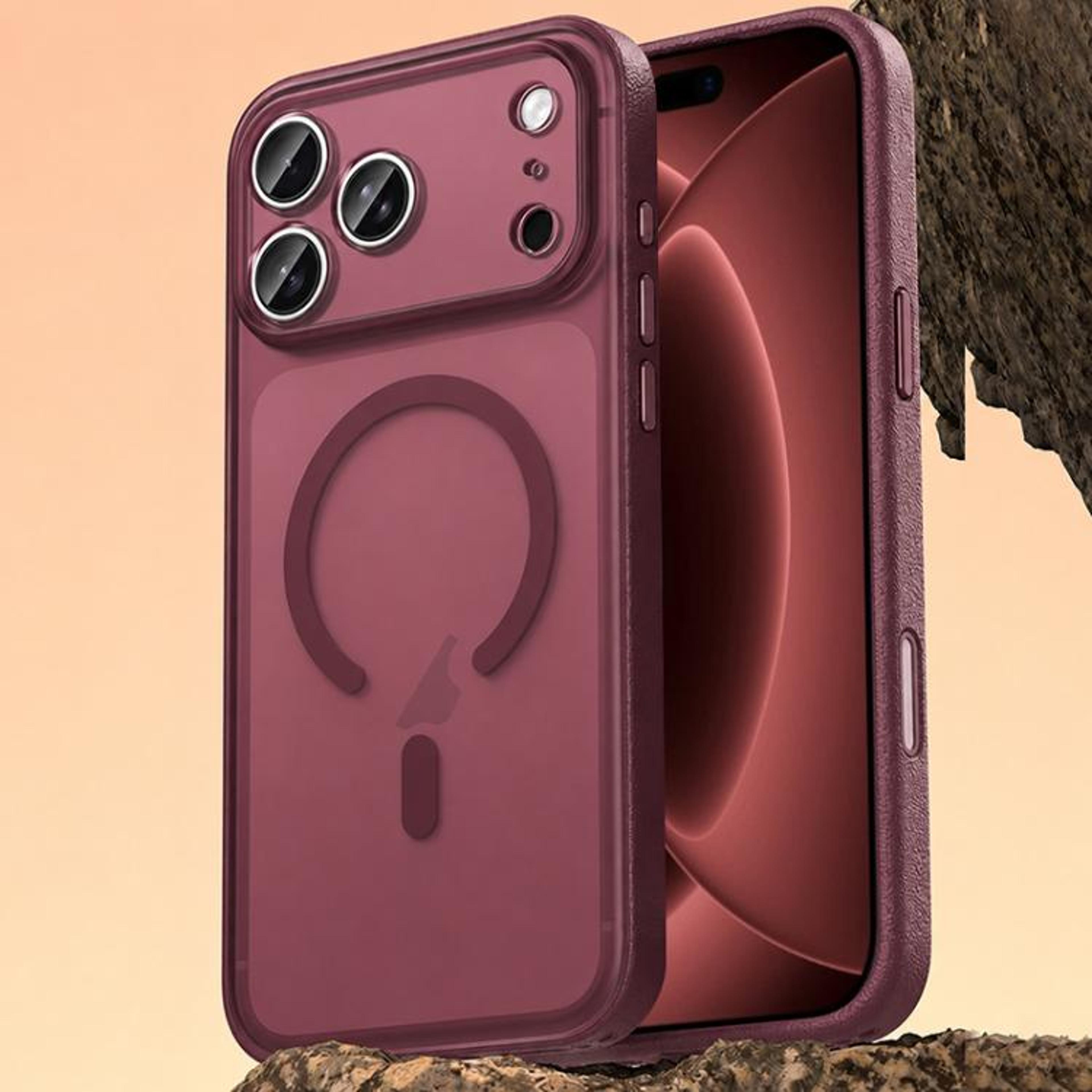 LeatherTextured Magnetic IPhone 18 Pro Case With Camera Button 16