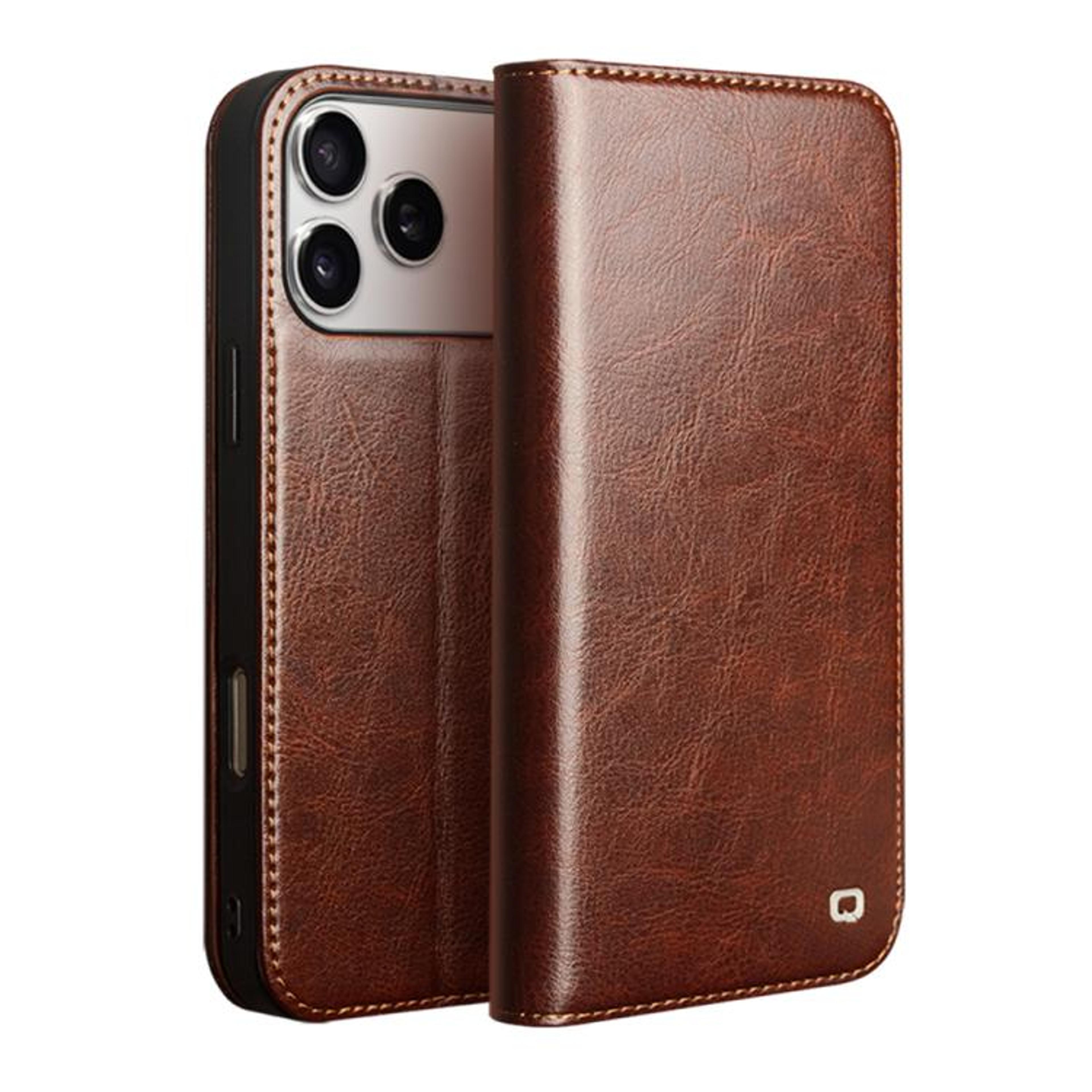 Genuine Leather Wallet Case For IPhone 18 Pro Max With Card Slots And Kickstand 9
