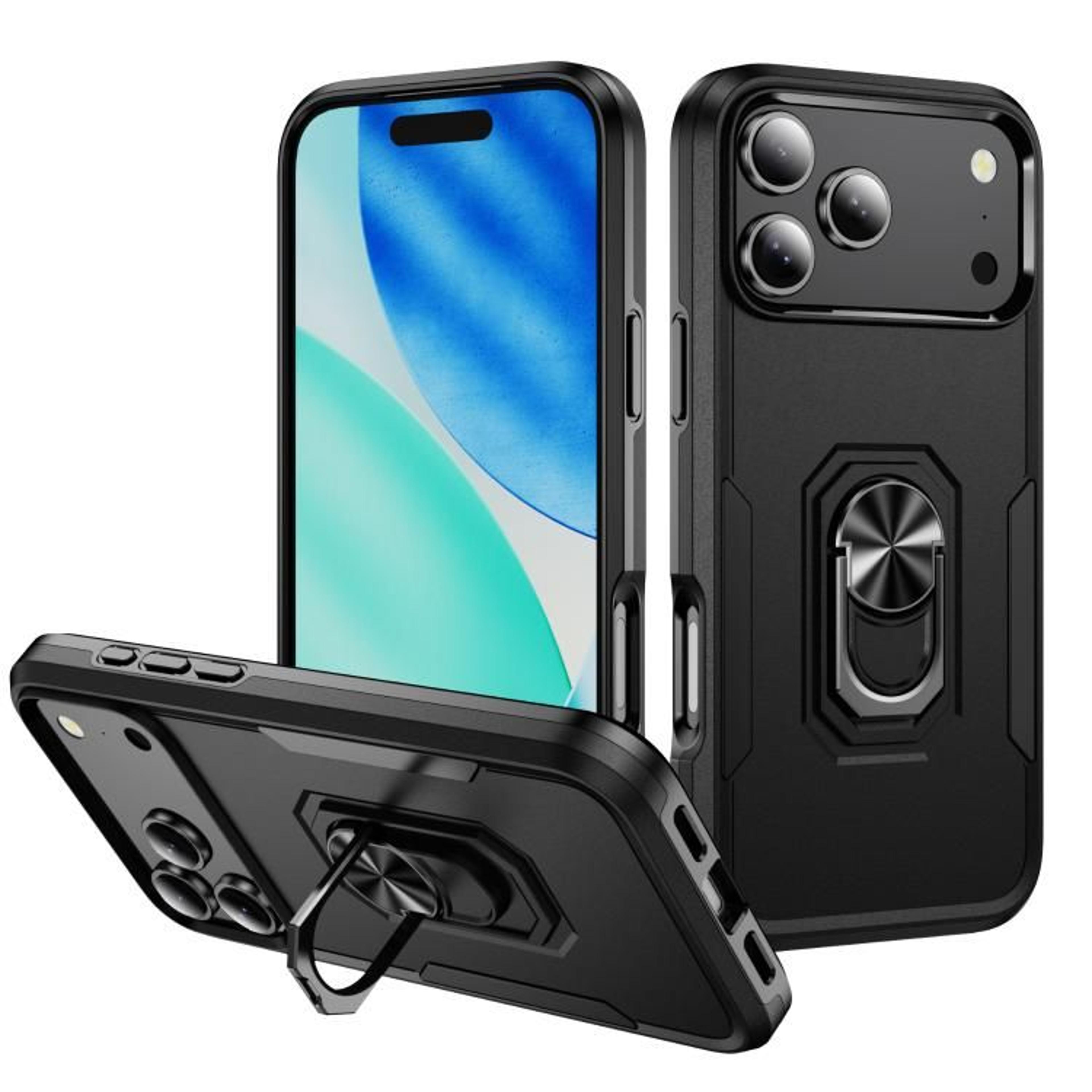 IPhone 18 Pro Max Heavy Duty PC TPU Case With Hidden Ring Stand 9