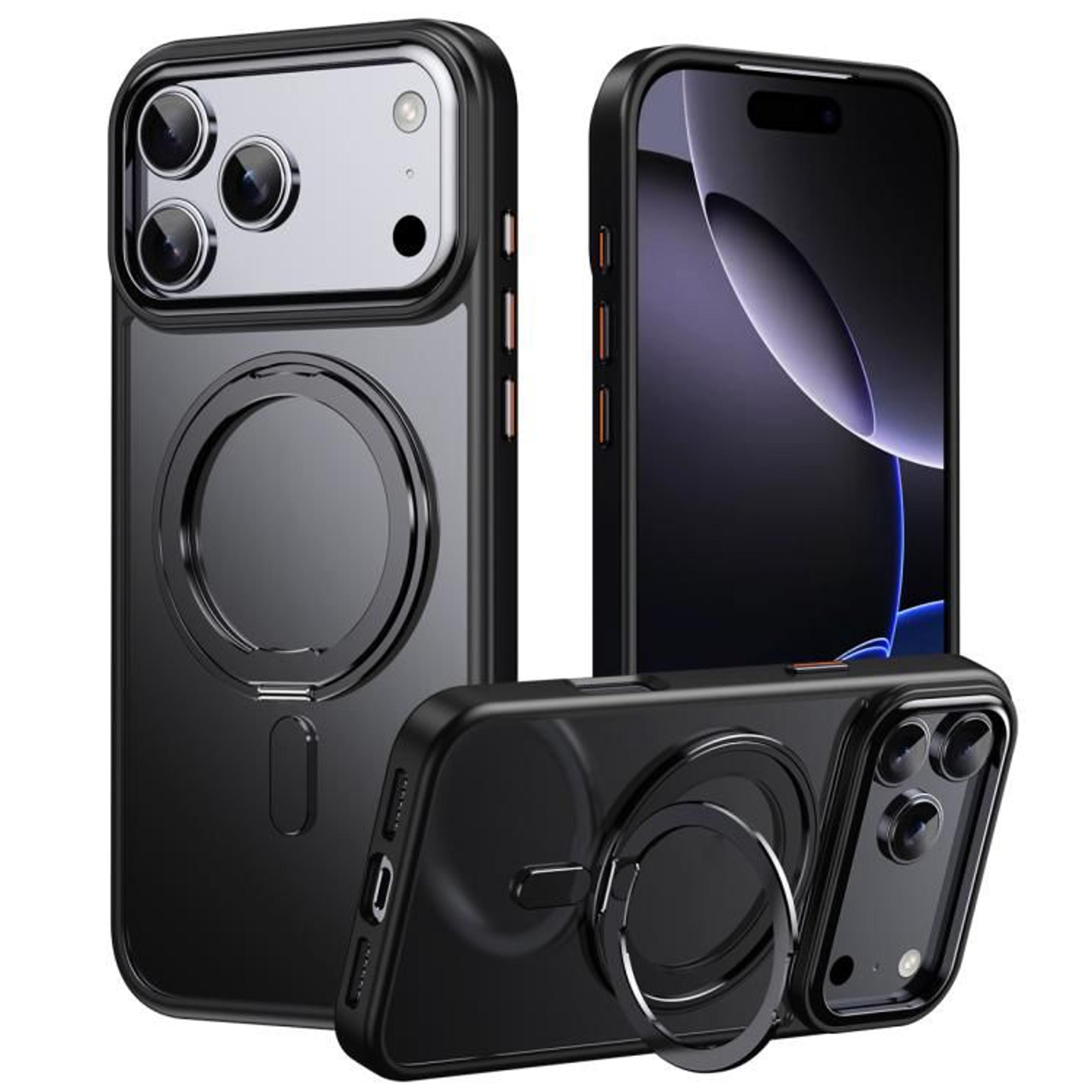 Frosted Magnetic Wireless Charging Case For IPhone 18 Pro With 360 Degree Ring Stand 6