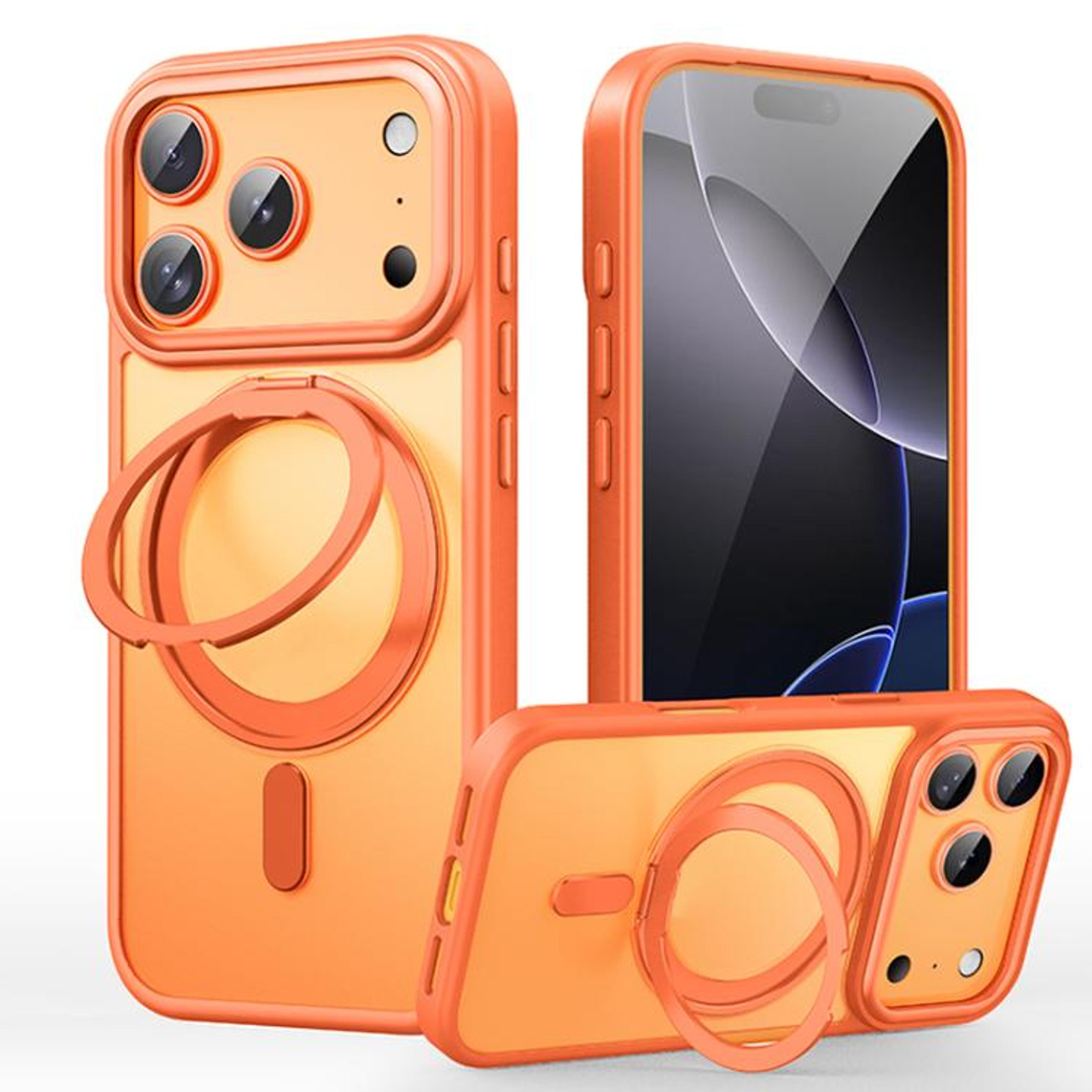 Frosted Magnetic Wireless Charging Case For IPhone 18 Pro With 360 Degree Ring Stand 10