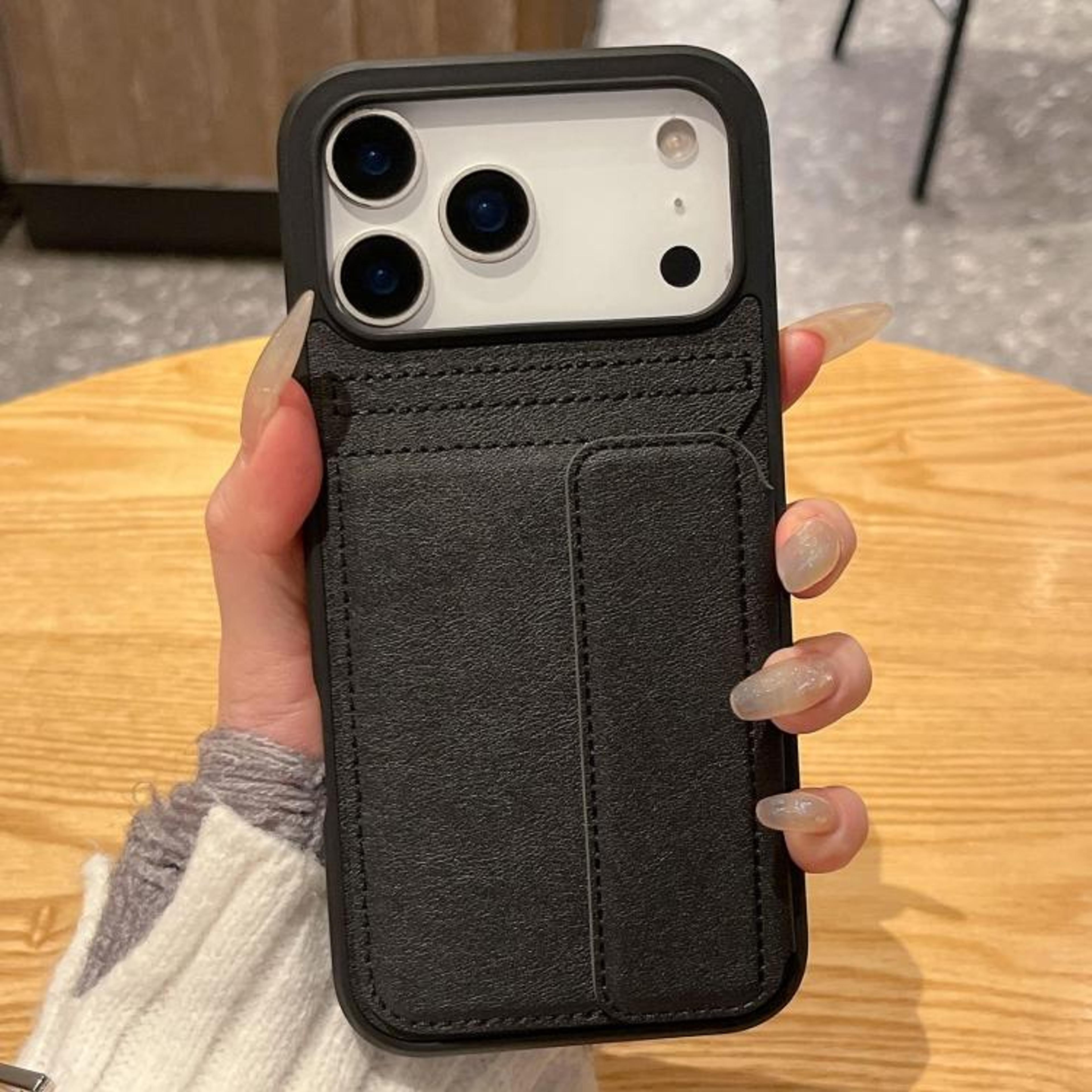 Premium 18 Pro Max Wallet Phone Case With Card Holder And Kickstand 6