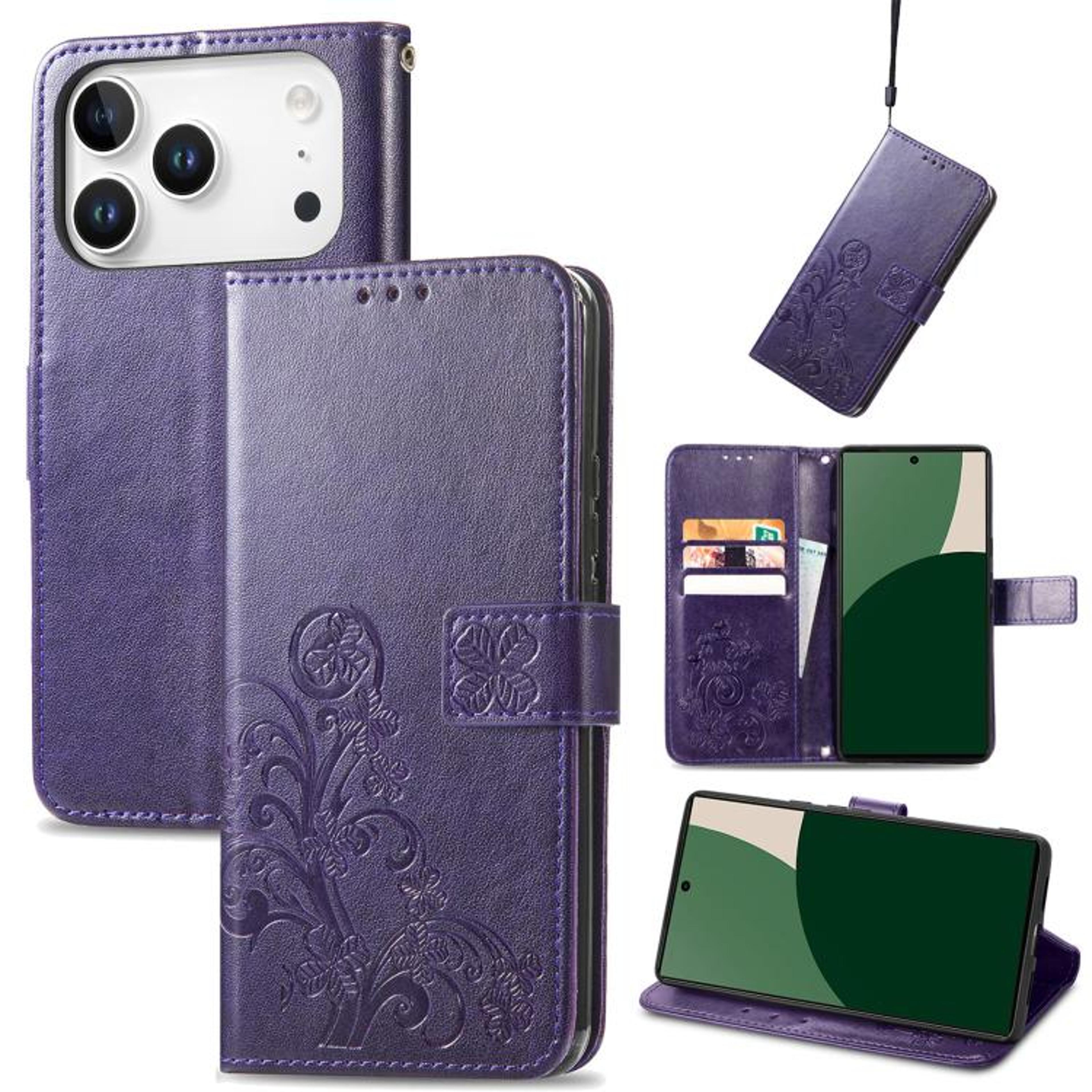 FourLeaf Clasp Embossed Wallet Case For IPhone 18 Pro 8