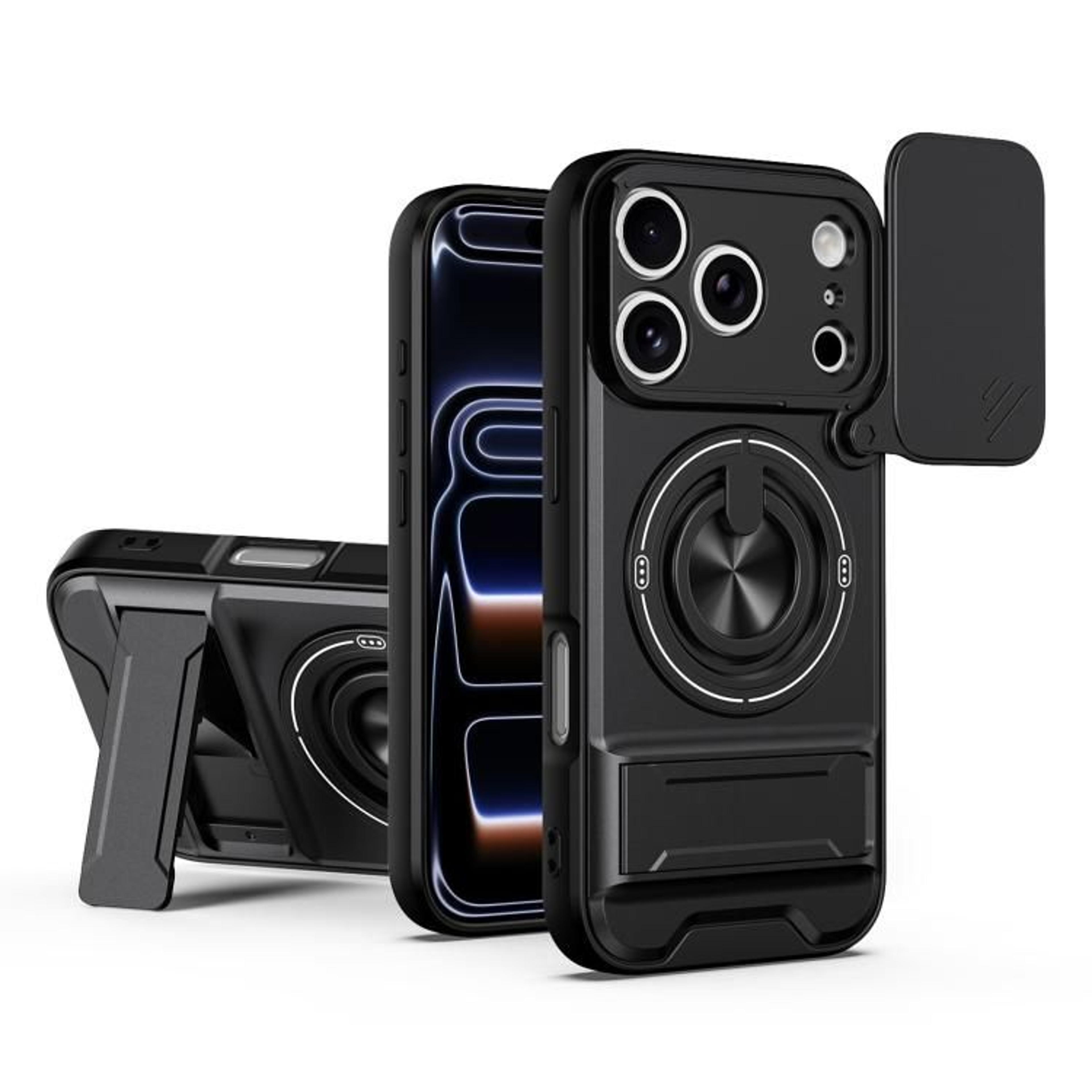 IPhone 18 Pro Magnetic Shockproof Case With Sliding Lens Cover And Stand 15
