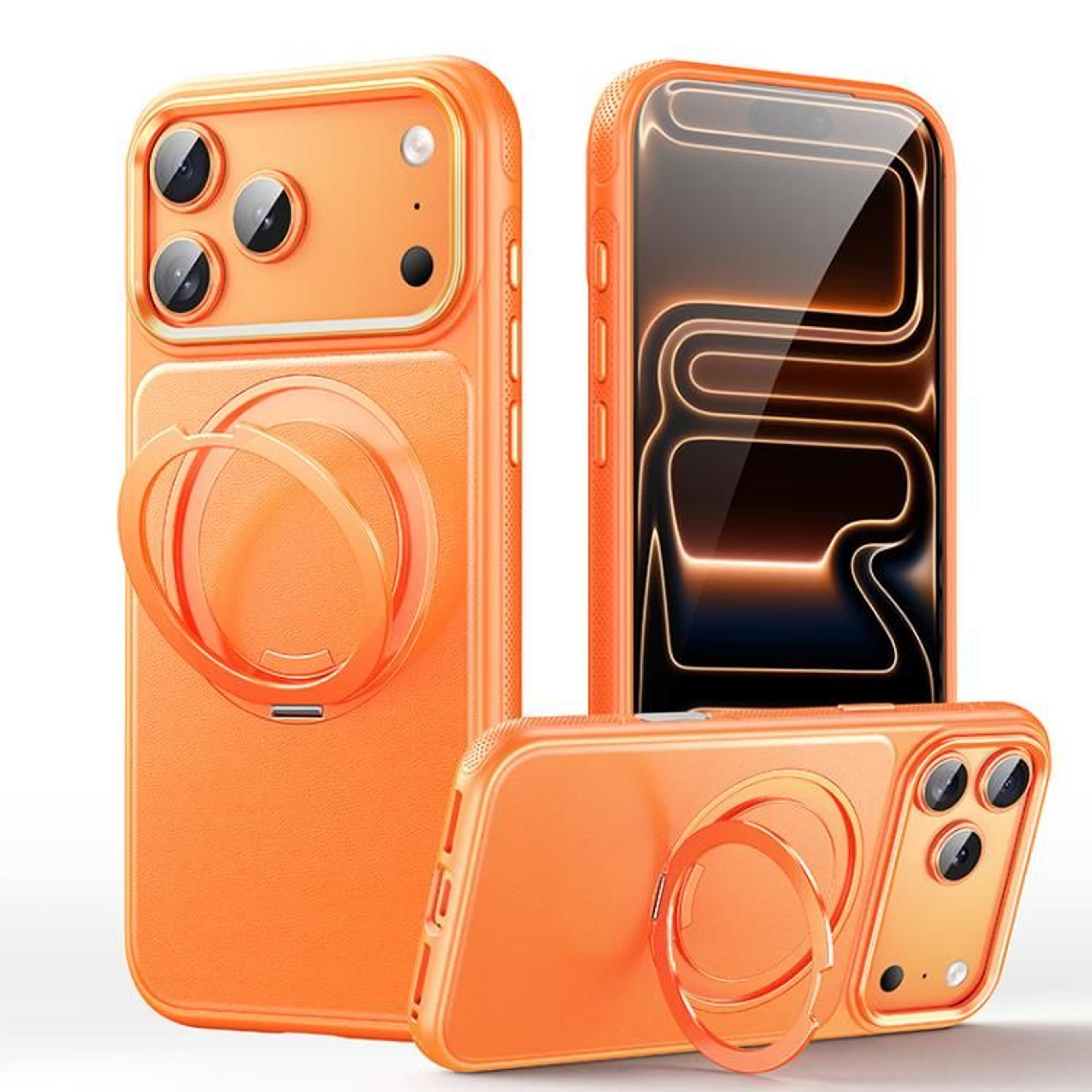 IPhone 18 Pro Leather Texture Magnetic Case With 360 Degree Rotating Holder 6