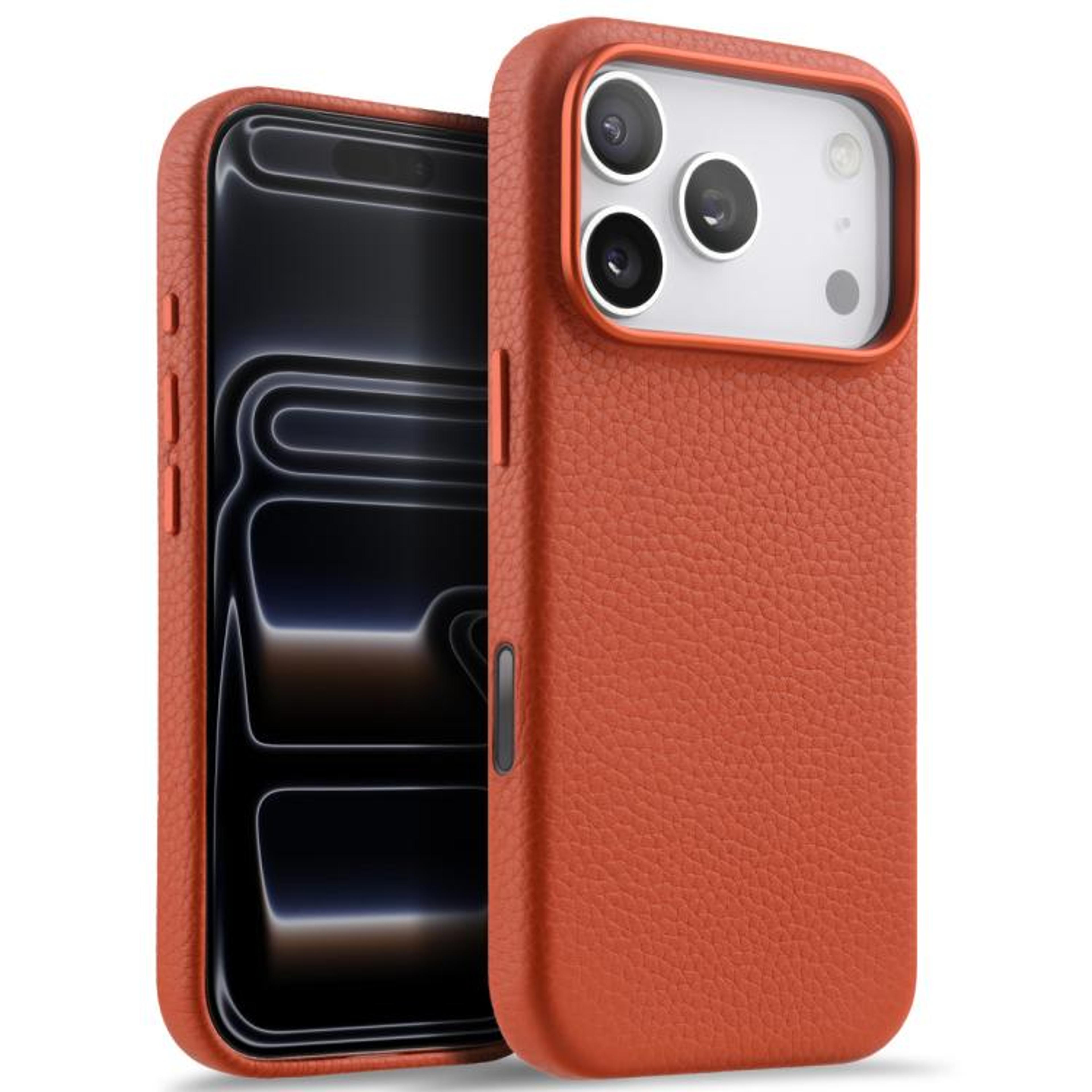 IPhone 18 Pro Genuine Leather Magnetic Full Coverage Case With AI Button 16