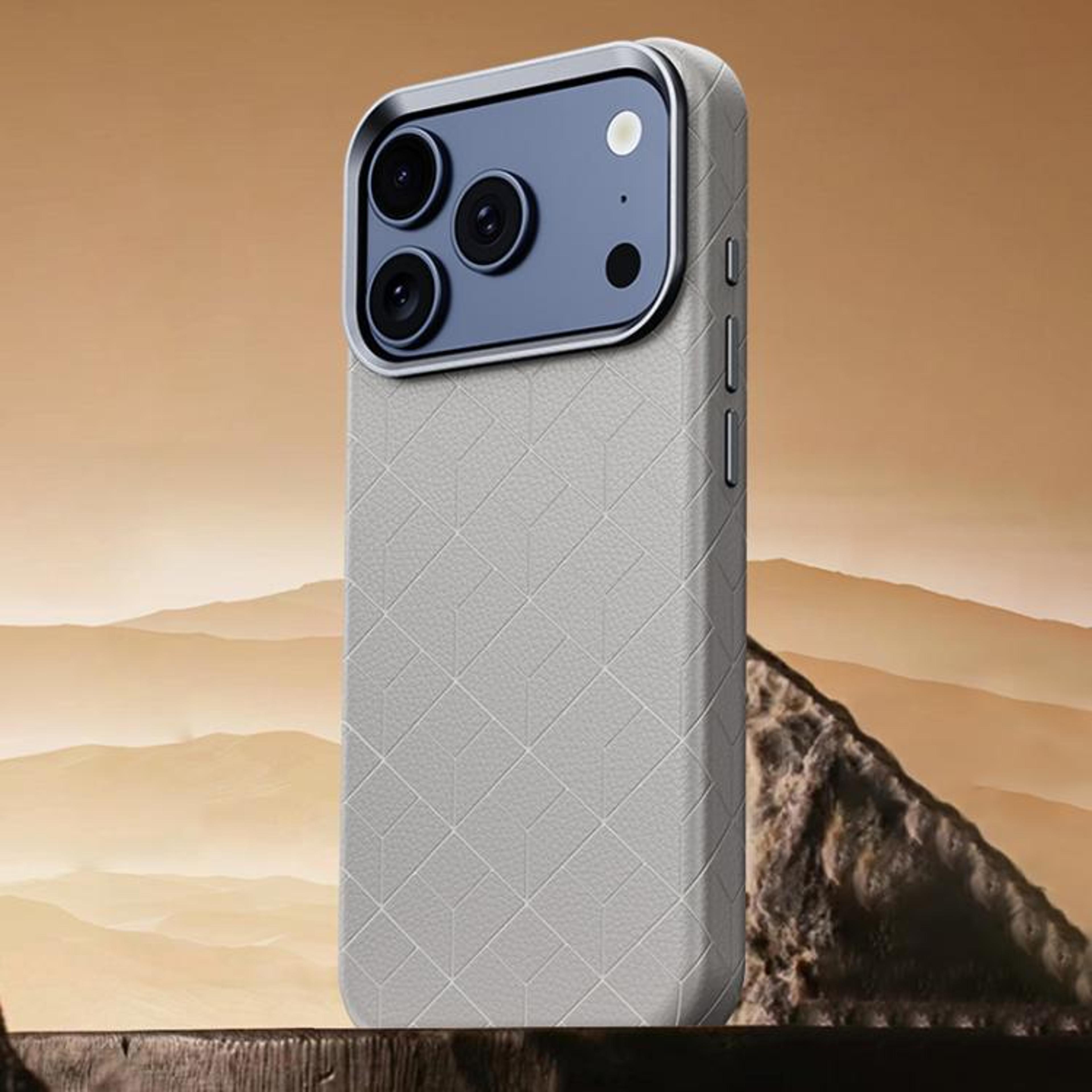 18 Pro Magnetic Phone Case With Embossed Grid Pattern And Metal Frame 14