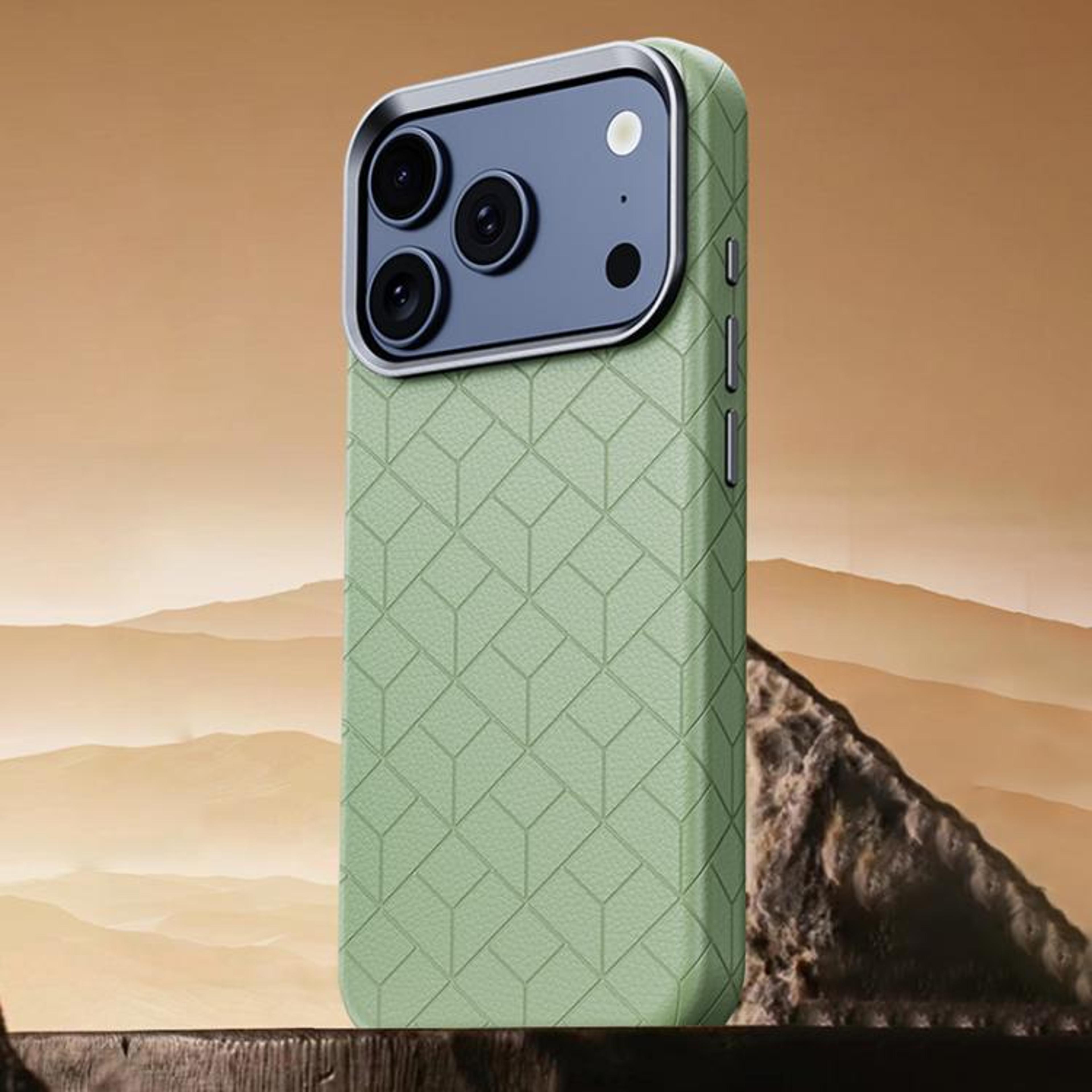 IPhone 18 Pro Max Magnetic Case With Embossed Grid Pattern And Metal Frame 12