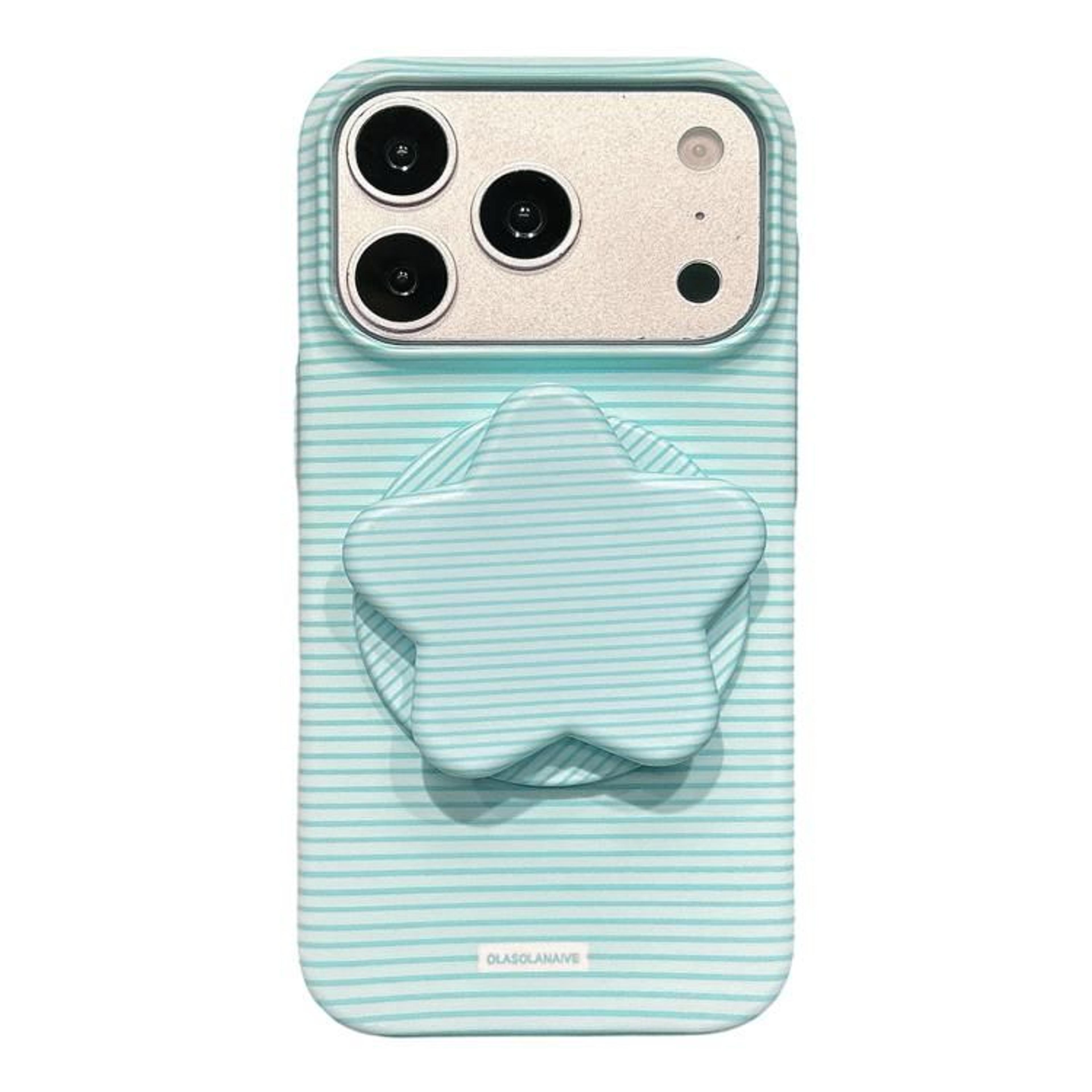 IPhone 18 Pro Macaron Striped Full Coverage PC Case With Rotating Star Stand 8