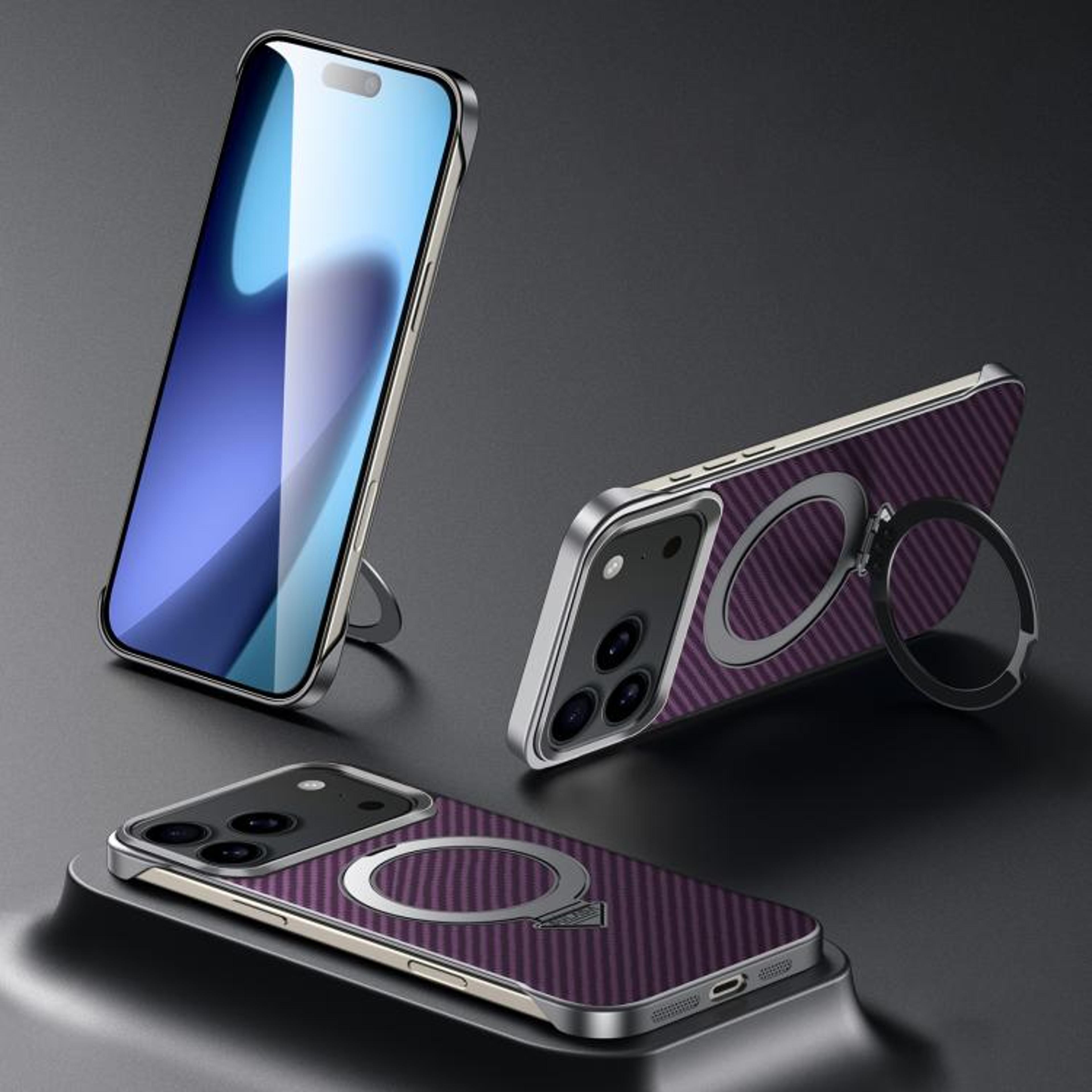 IPhone 18 Pro Max MagSafe Phone Case With Magnetic Stand And Kevlar Texture 11