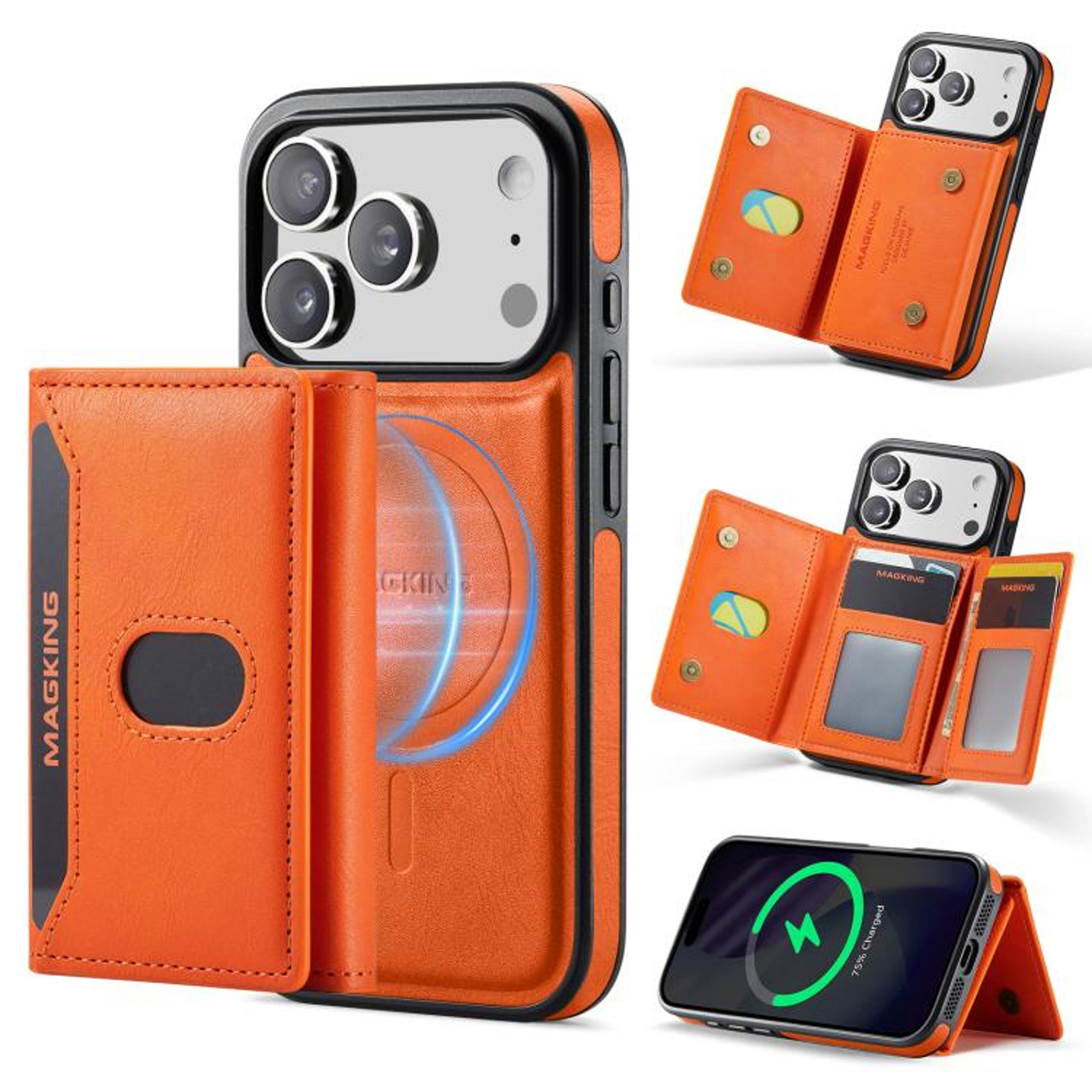 IPhone 18 Pro RFID TriFold Magnetic Wallet Case With Detachable Card Holder 12