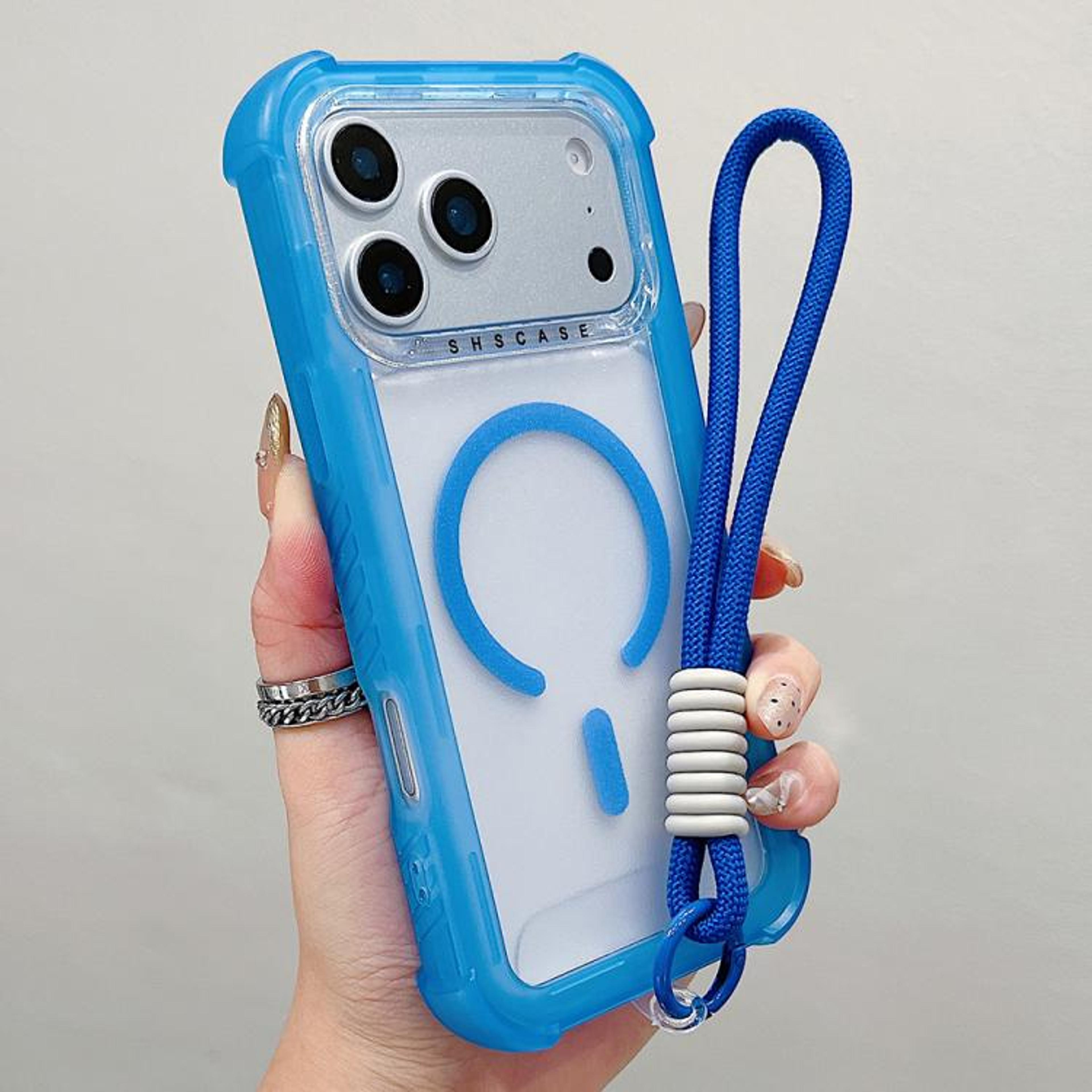 Transparent Matte MagSafe Phone Case For 18 Pro With Wrist Strap 13