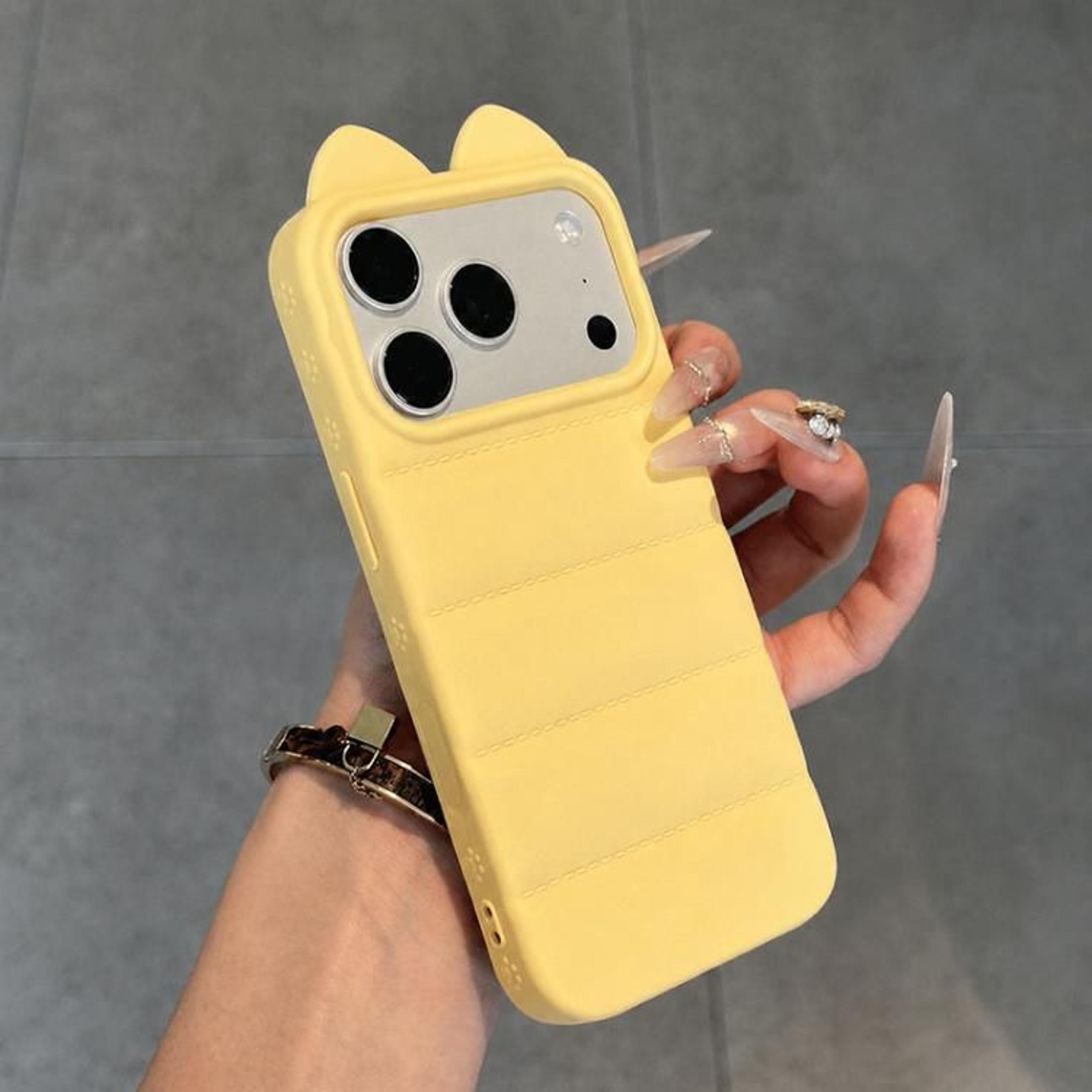 Cute 3D Cat Ear Silicone Case For IPhone 18 Pro With Shockproof Corner Protection 7