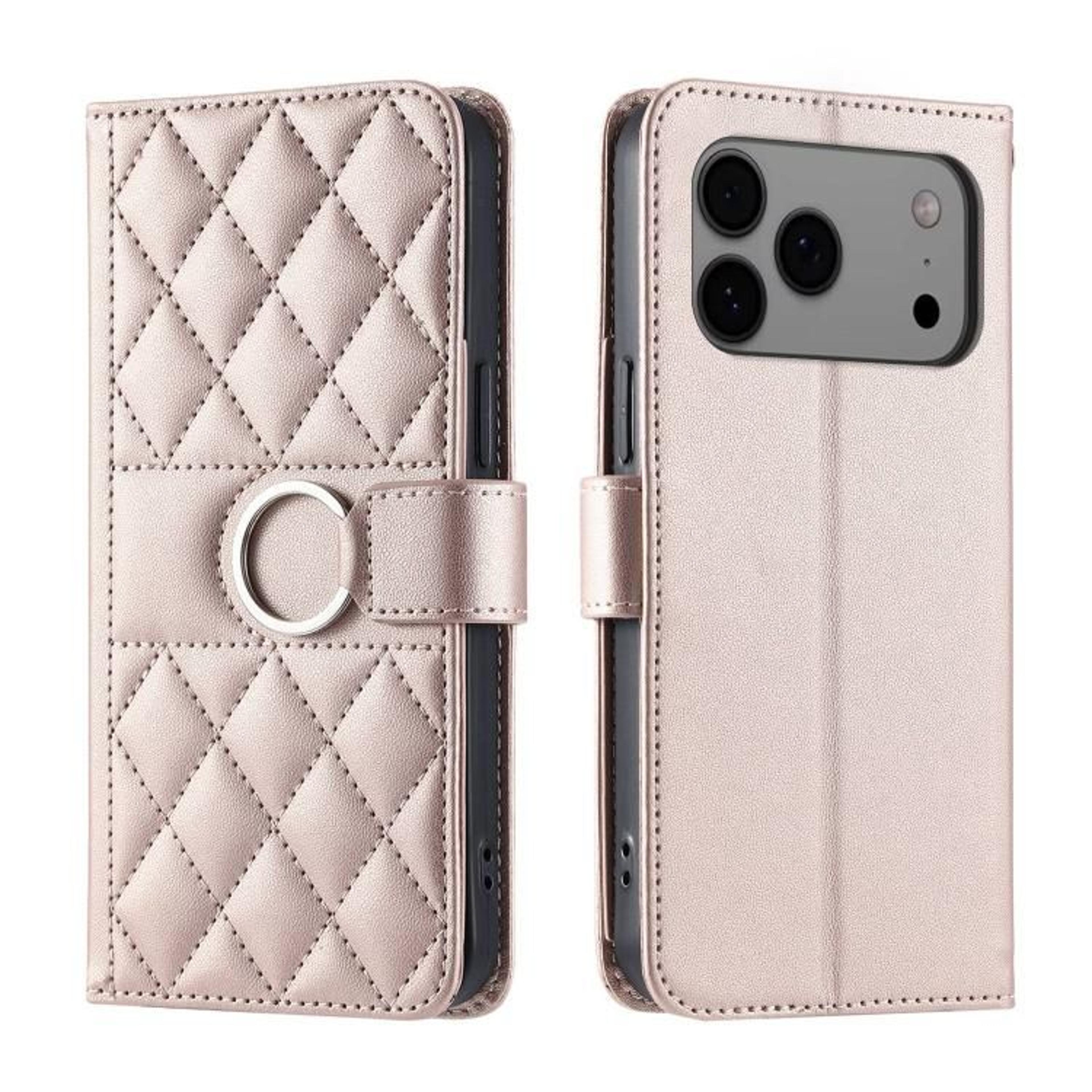 IPhone 18 Pro Max Rhombic PU Leather Wallet Case With Card Holder Stand And Hand Strap 9