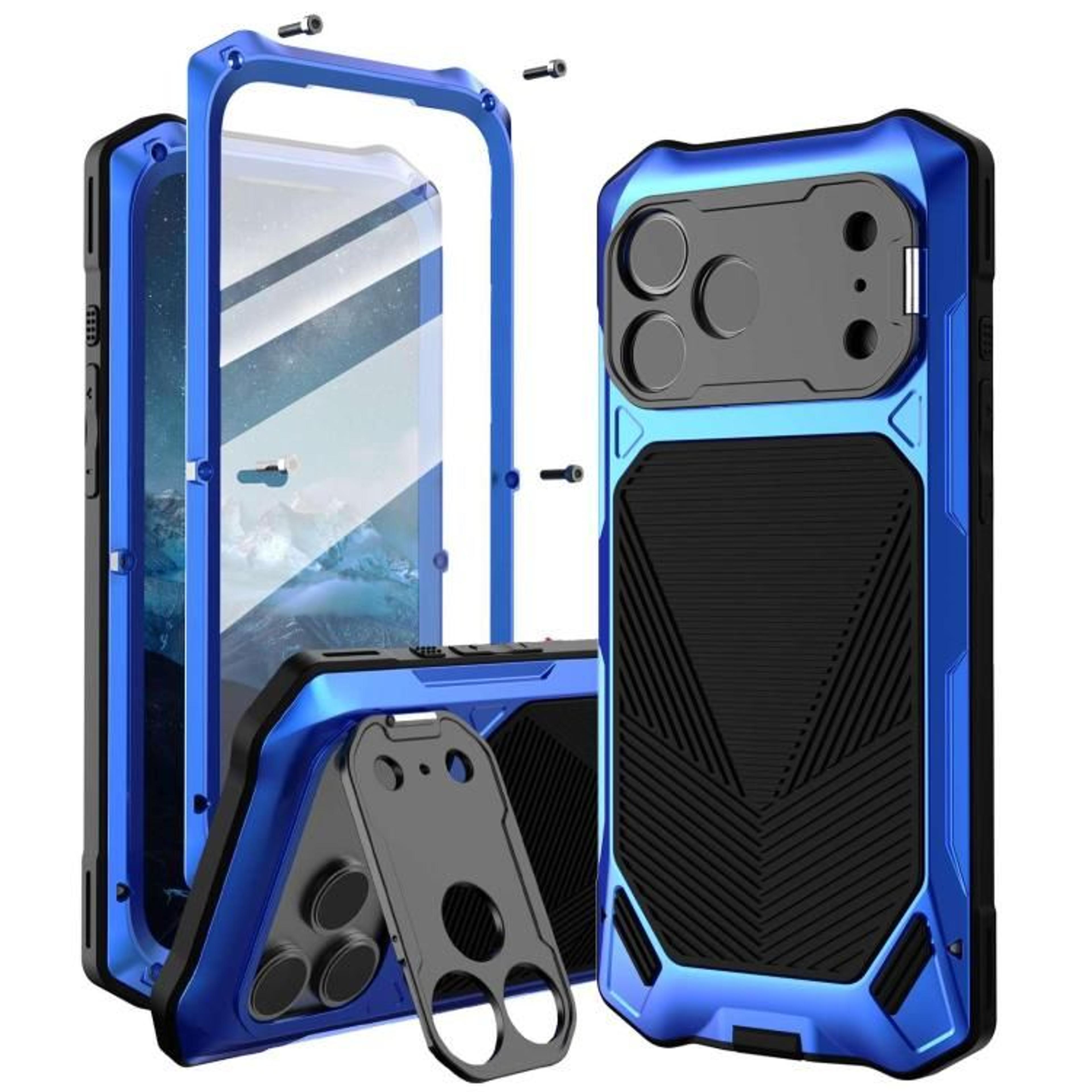 IPhone 18 Pro Max Metal Protective Case With Magnetic Charging And Foldable Stand 8