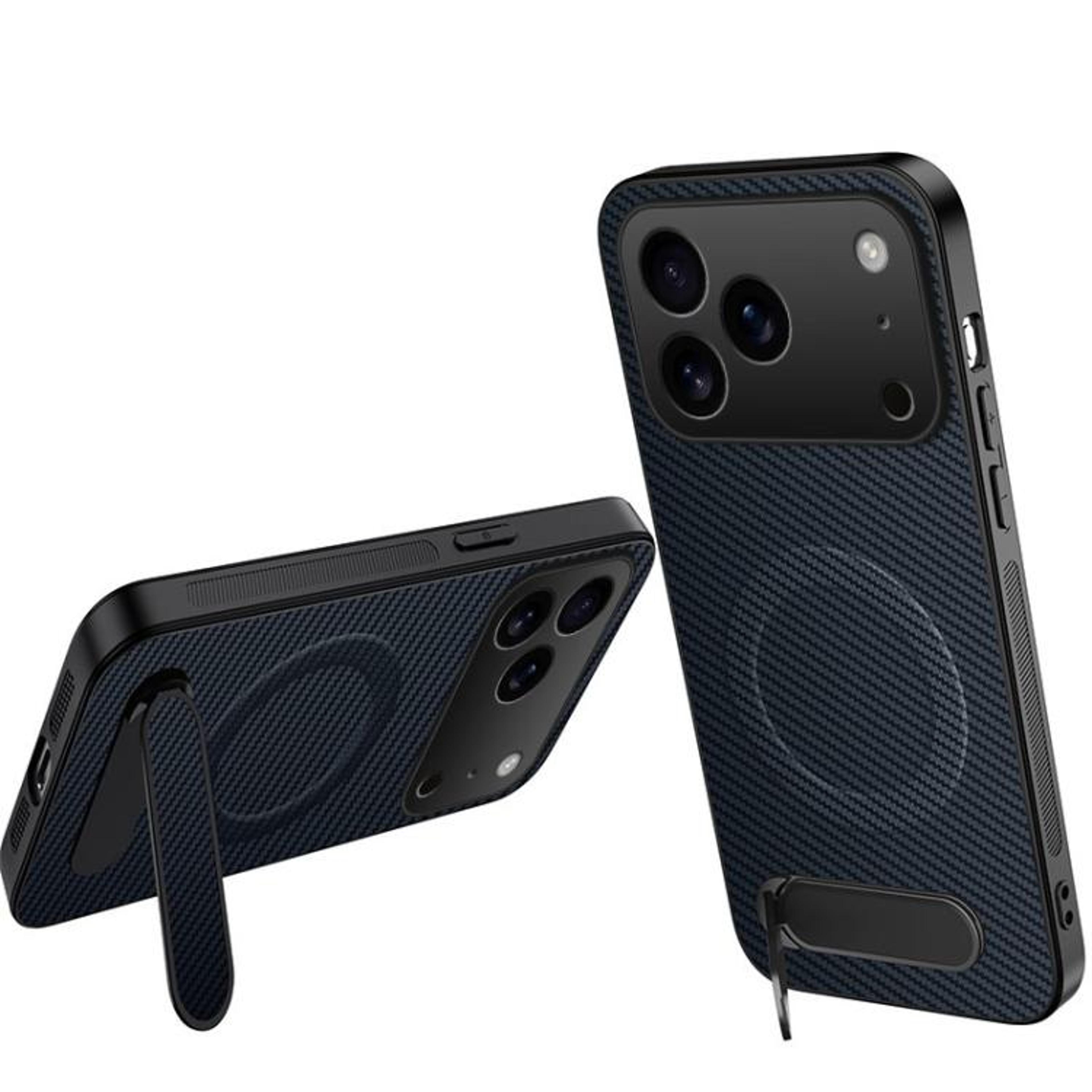 IPhone 18 Pro Magnetic Kickstand Case With Carbon Fiber Texture 8