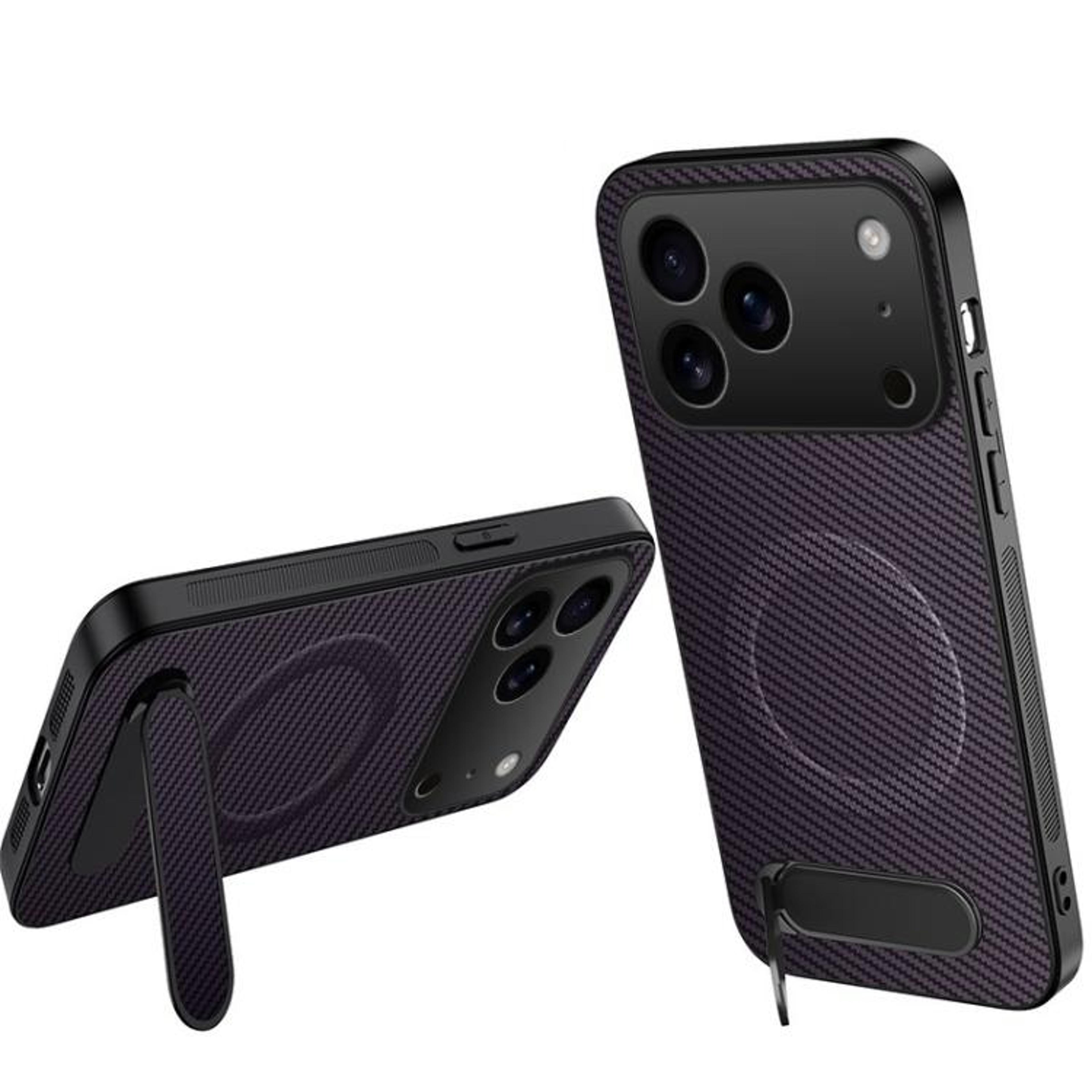 IPhone 18 Pro Magnetic Kickstand Case With Carbon Fiber Texture 9
