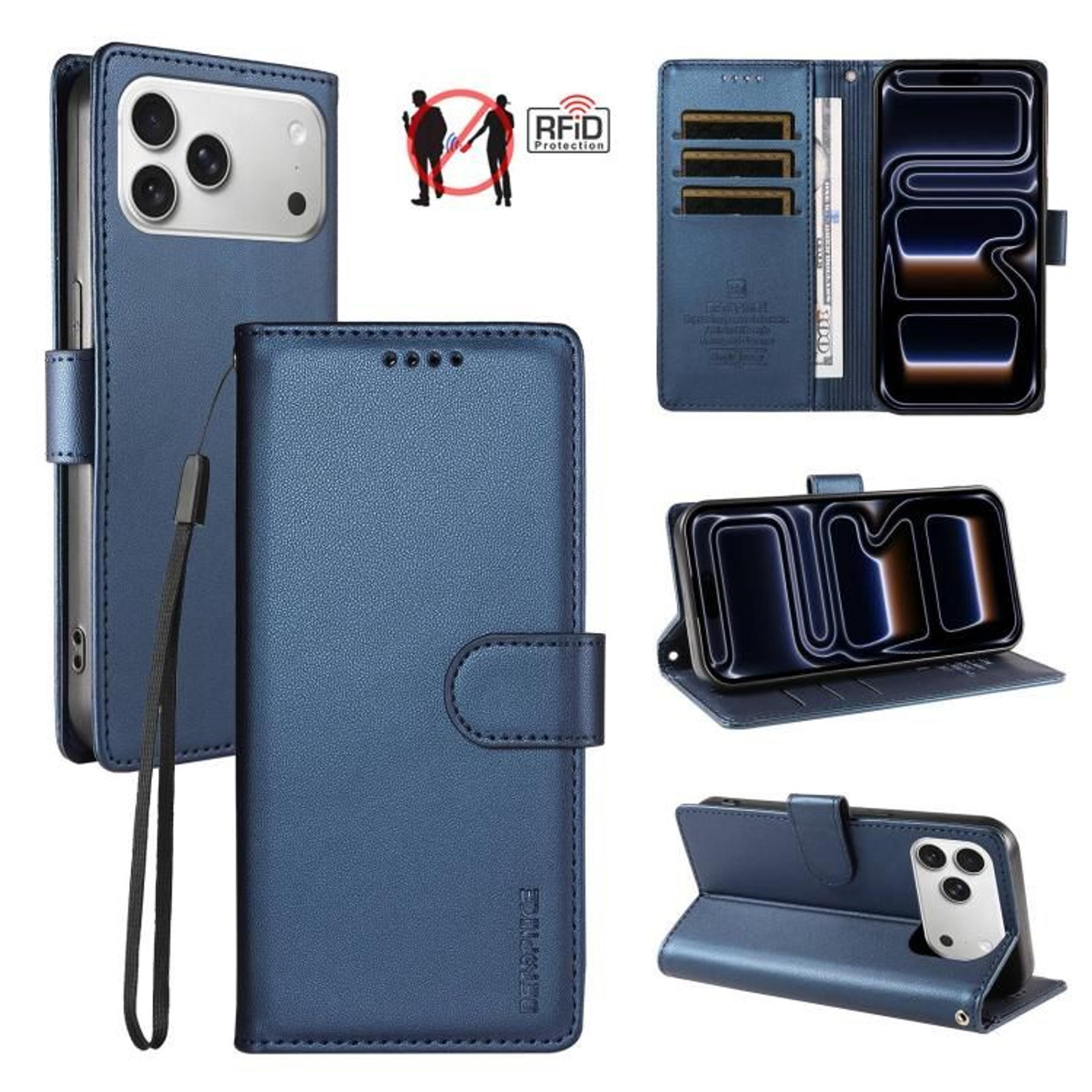 IPhone 18 Pro RFID Wallet Case With Card Holder Stand And Hand Strap 10