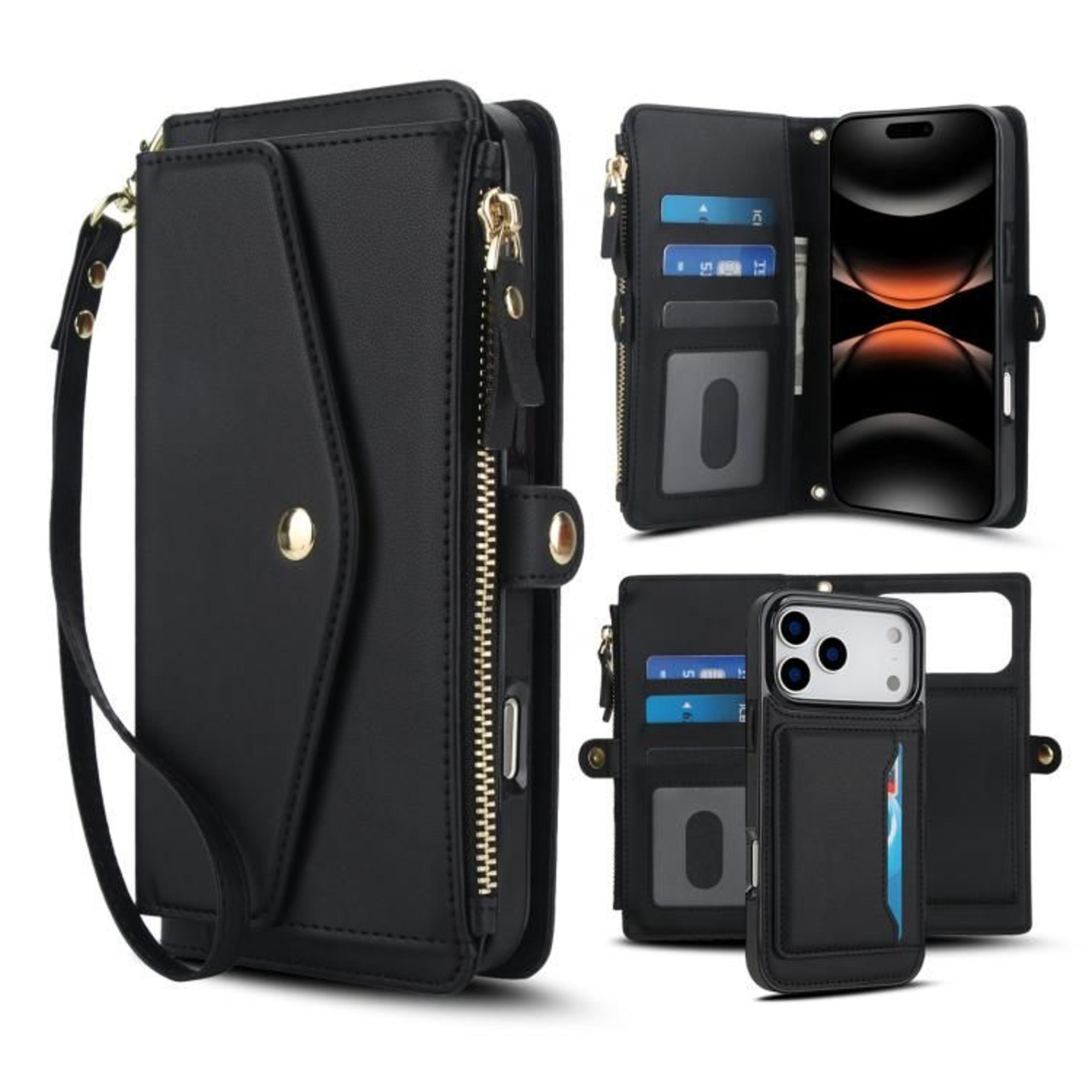 IPhone 18 Pro Detachable Leather Wallet Case With RFID Blocking And Lanyard 7
