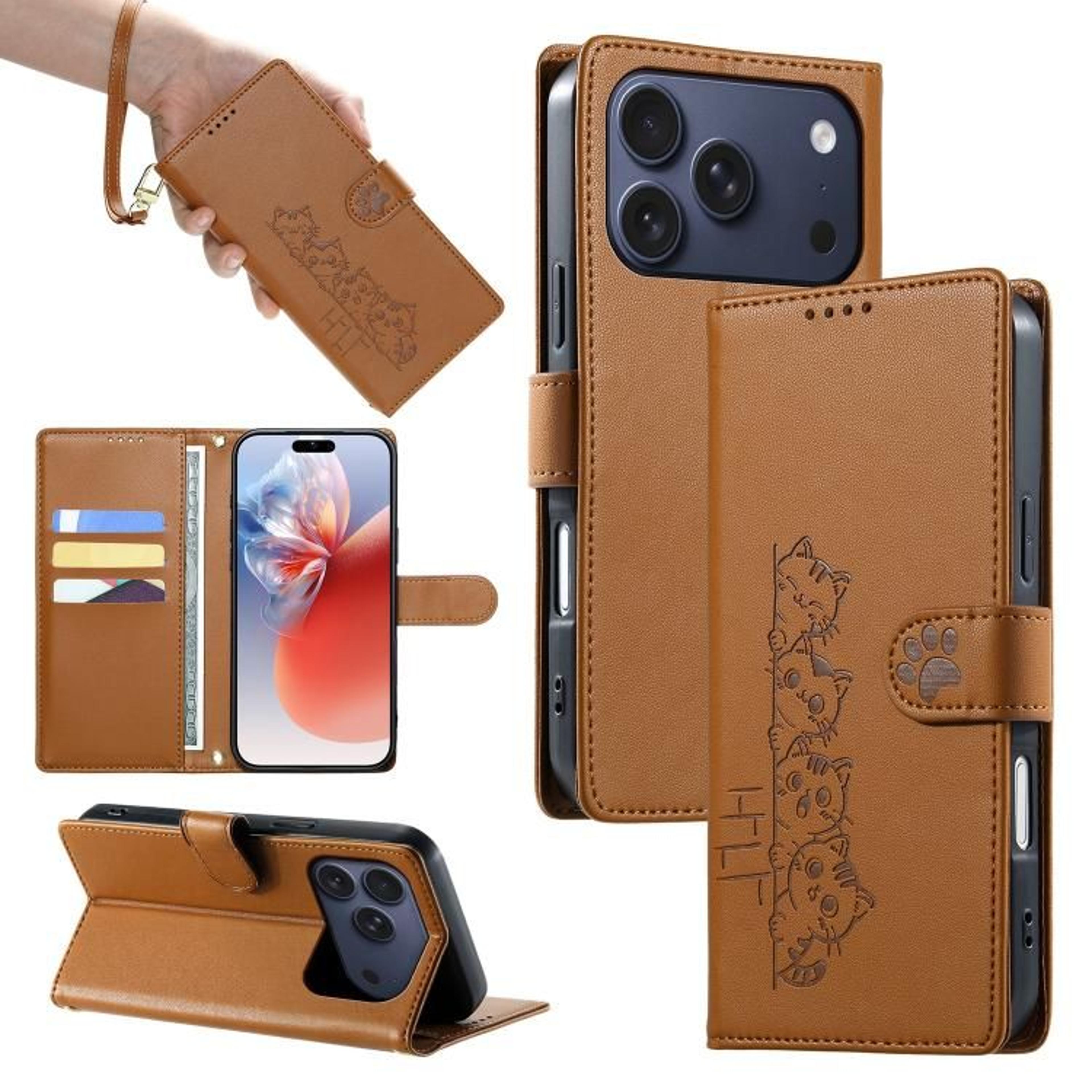 Cute Cats Vegan Leather Wallet Phone Case For IPhone 18 Pro Max With Magnetic Closure And Hand Stra 12