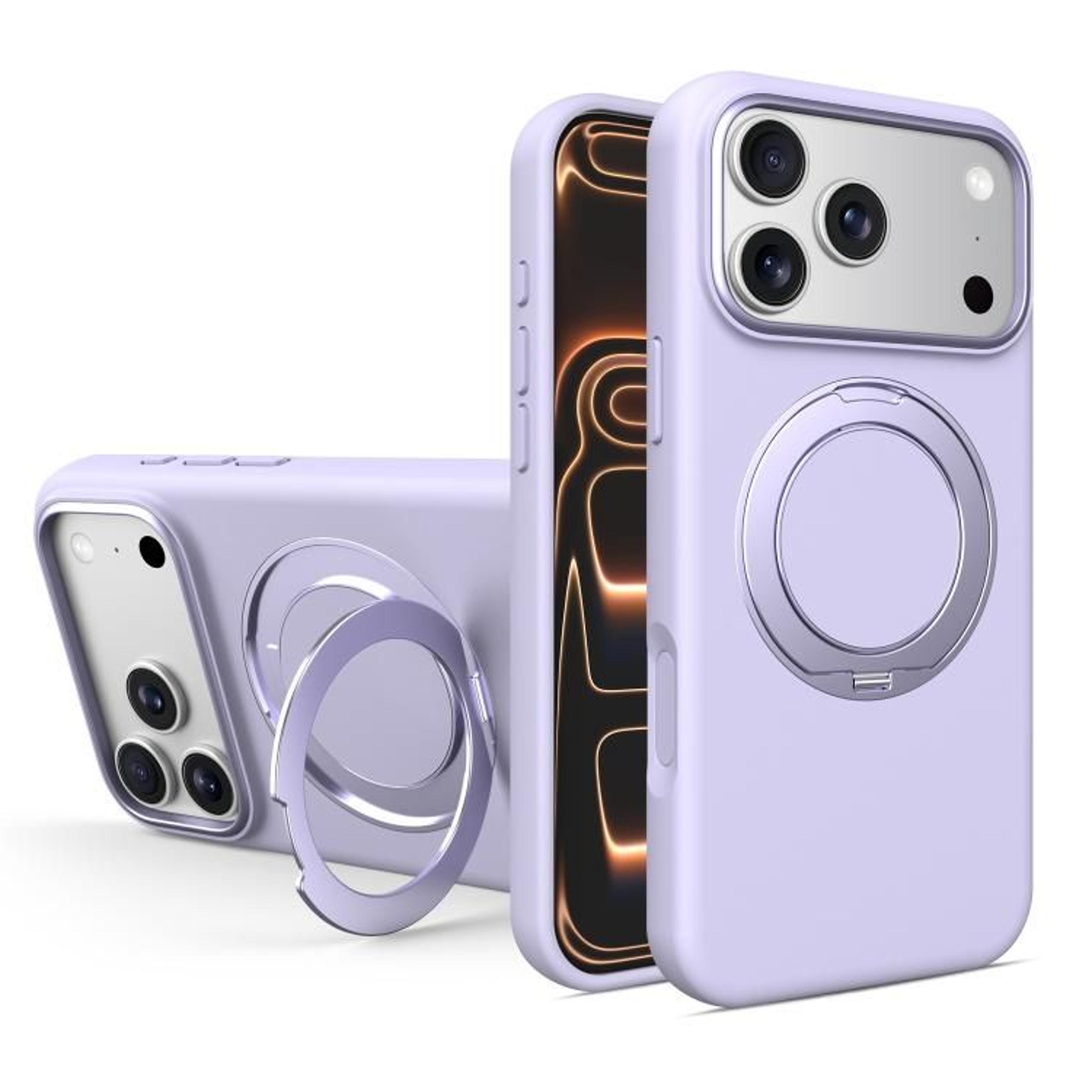 Liquid Silicone Magnetic Phone Case With Rotating Stand For IPhone 18 Pro 16