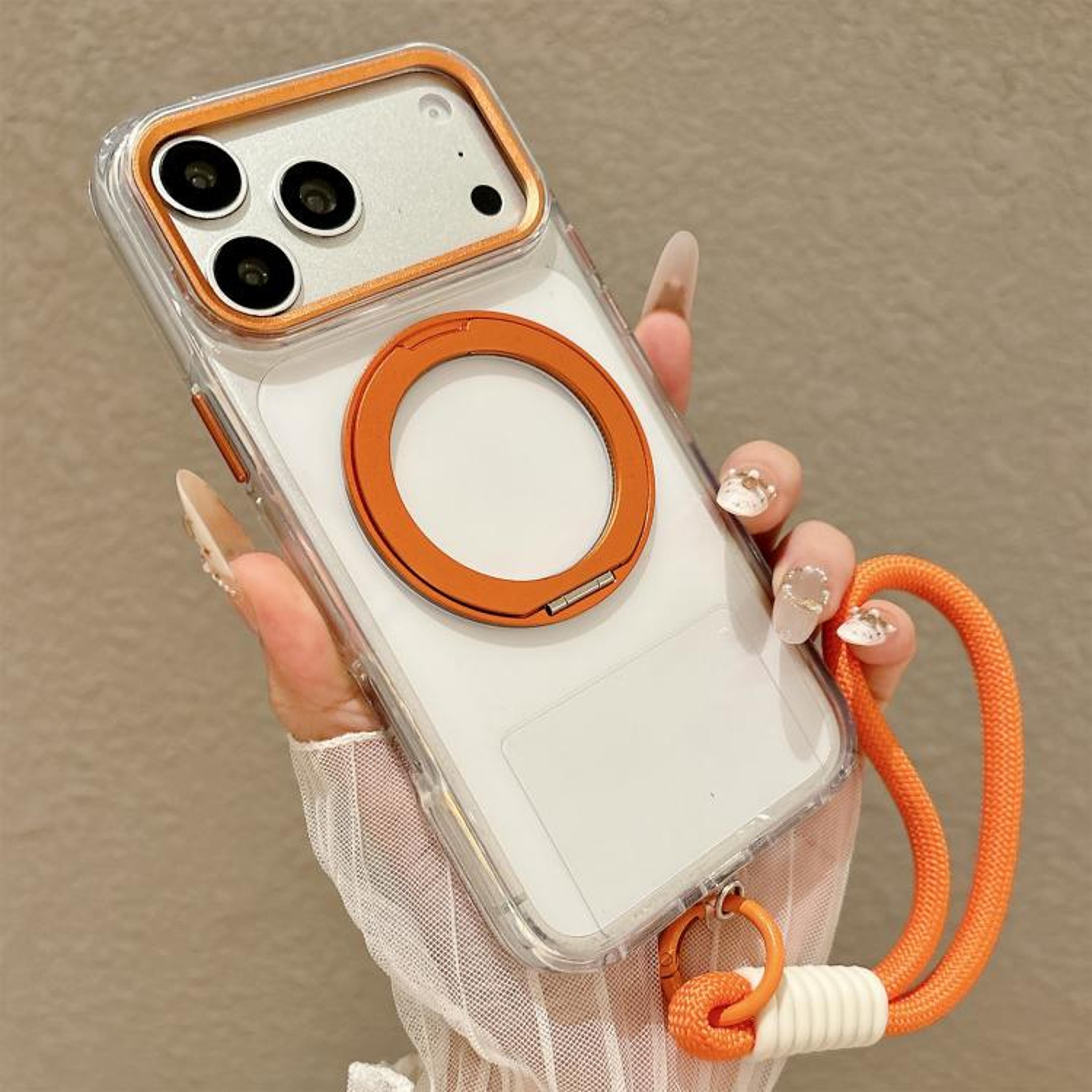 Shockproof Magnetic Rotating Holder Phone Case With Wrist Strap For IPhone 18 Pro 13