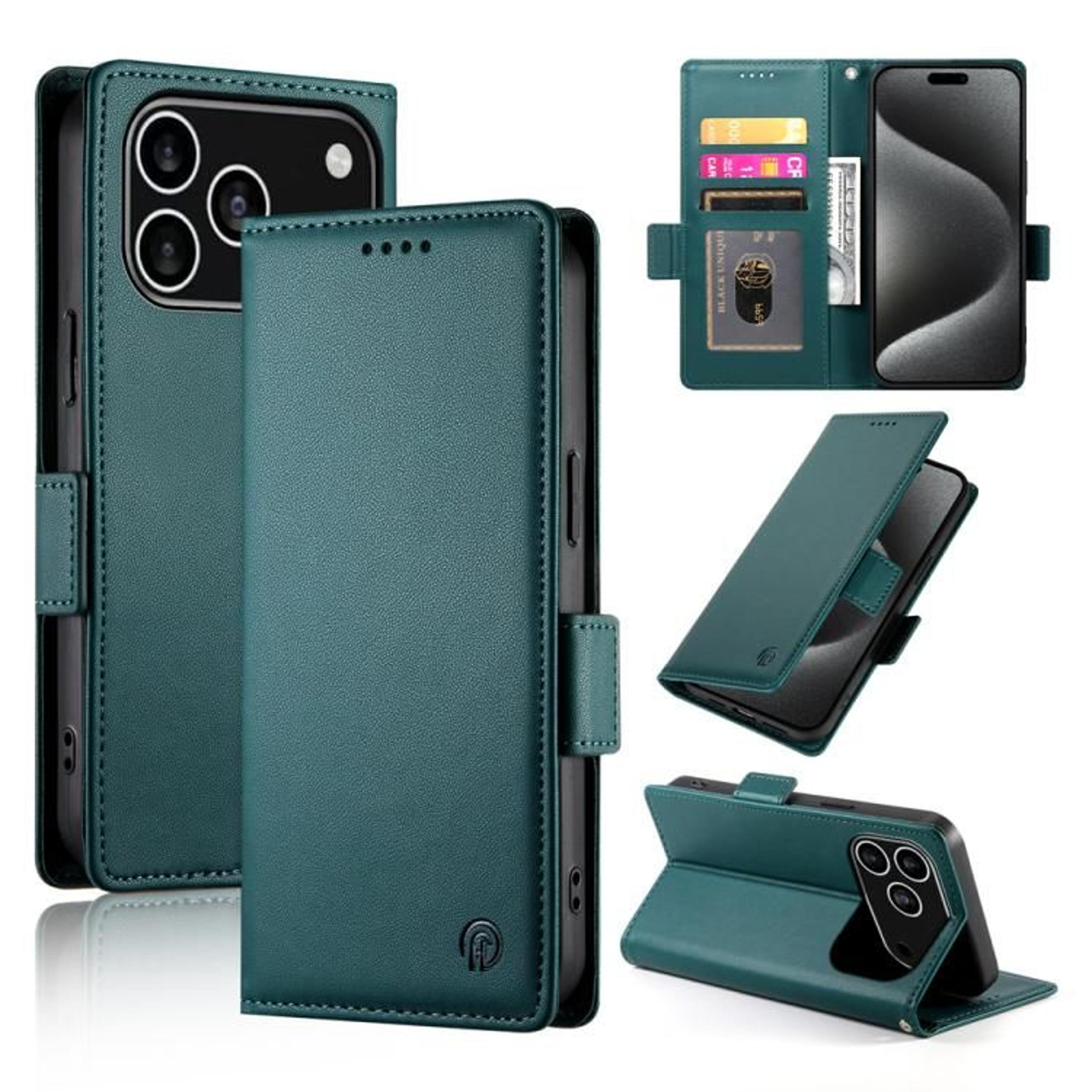 Frosted Leather Flip Case For IPhone 18 Pro Max With Side Buckle And Card Holder 11