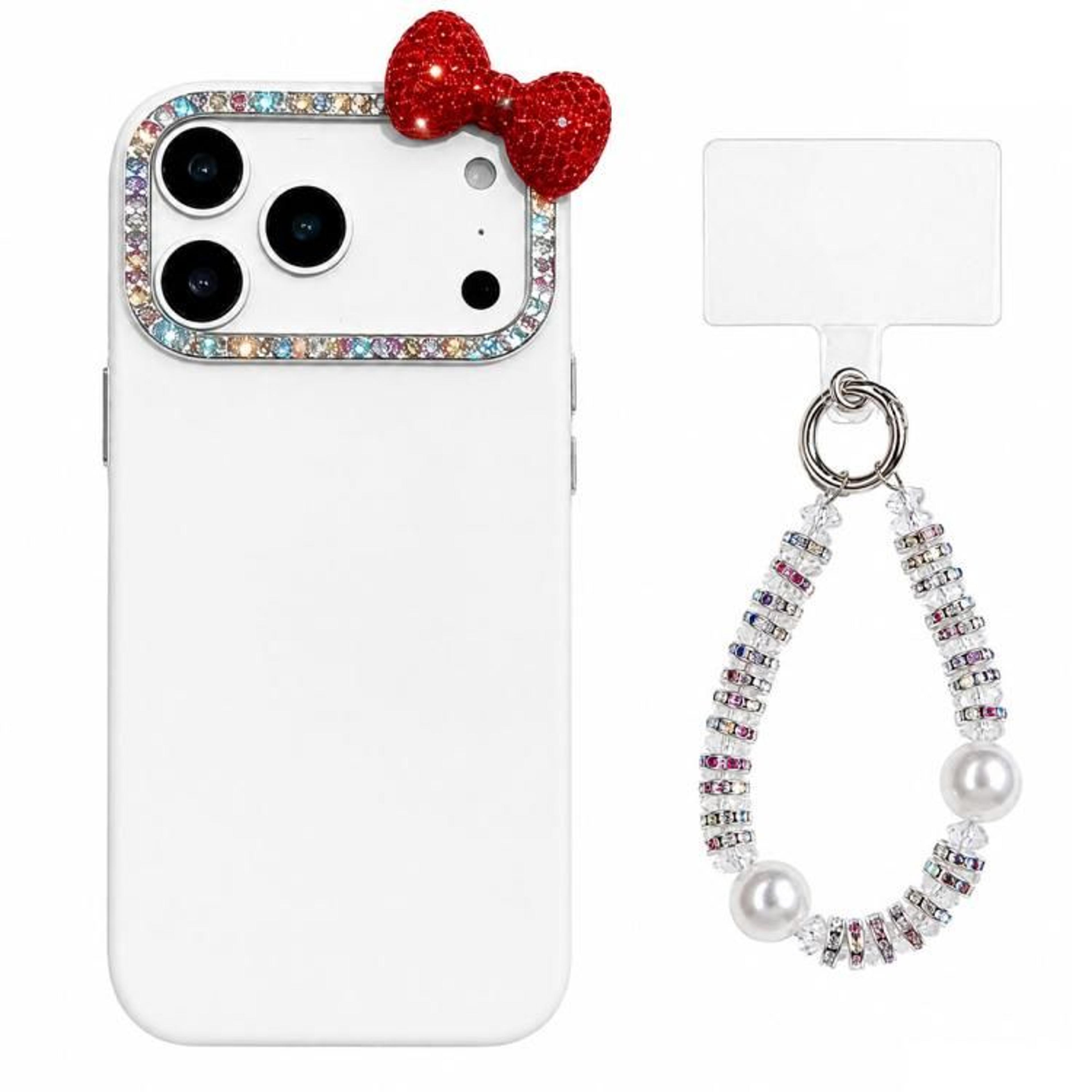 Cute Bowknot IPhone 18 Pro Case With Pearl Beaded Wrist Strap And Dopamine Colors 8