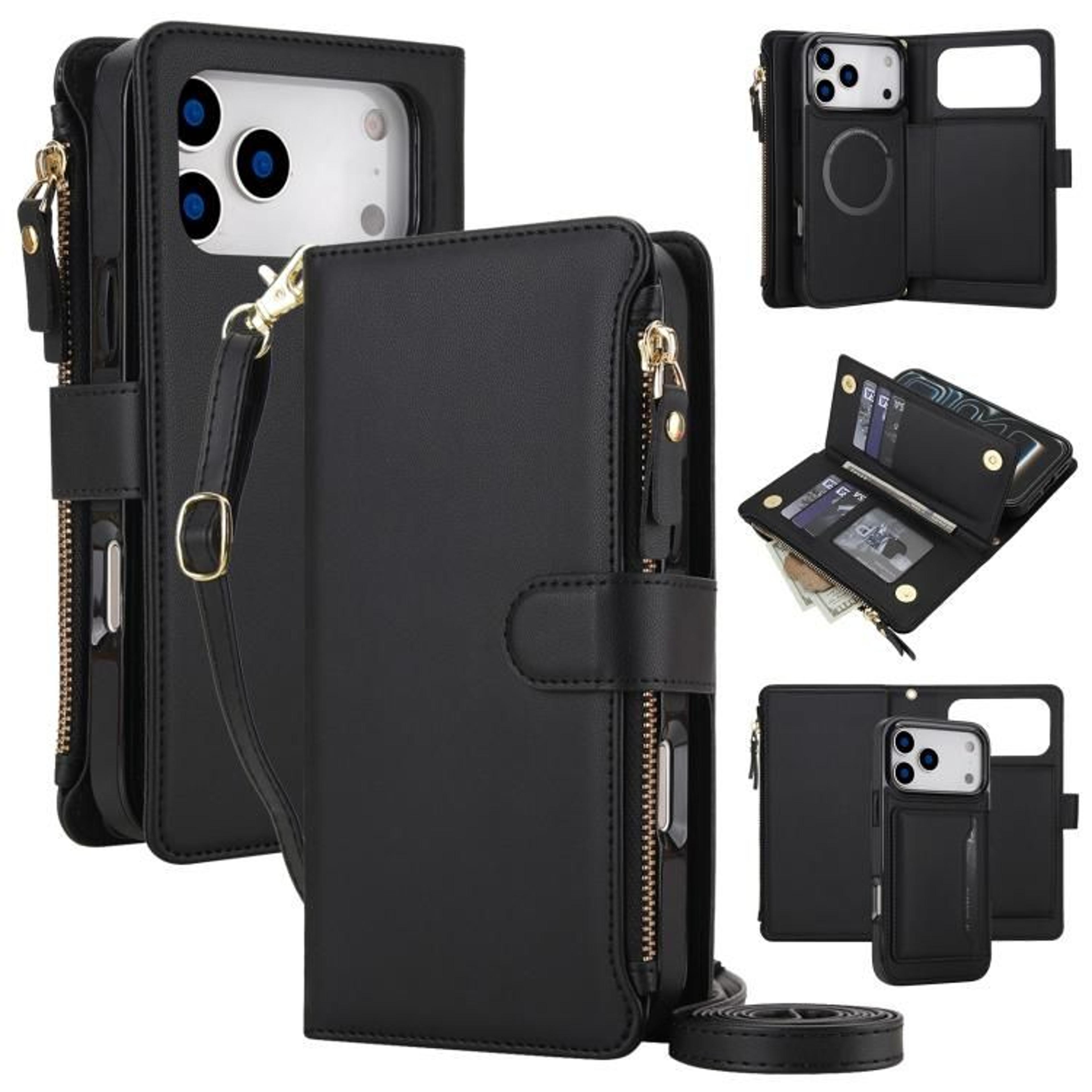 Detachable 2 In 1 Zipper Wallet Phone Case With Lanyard For IPhone 18 Pro 8